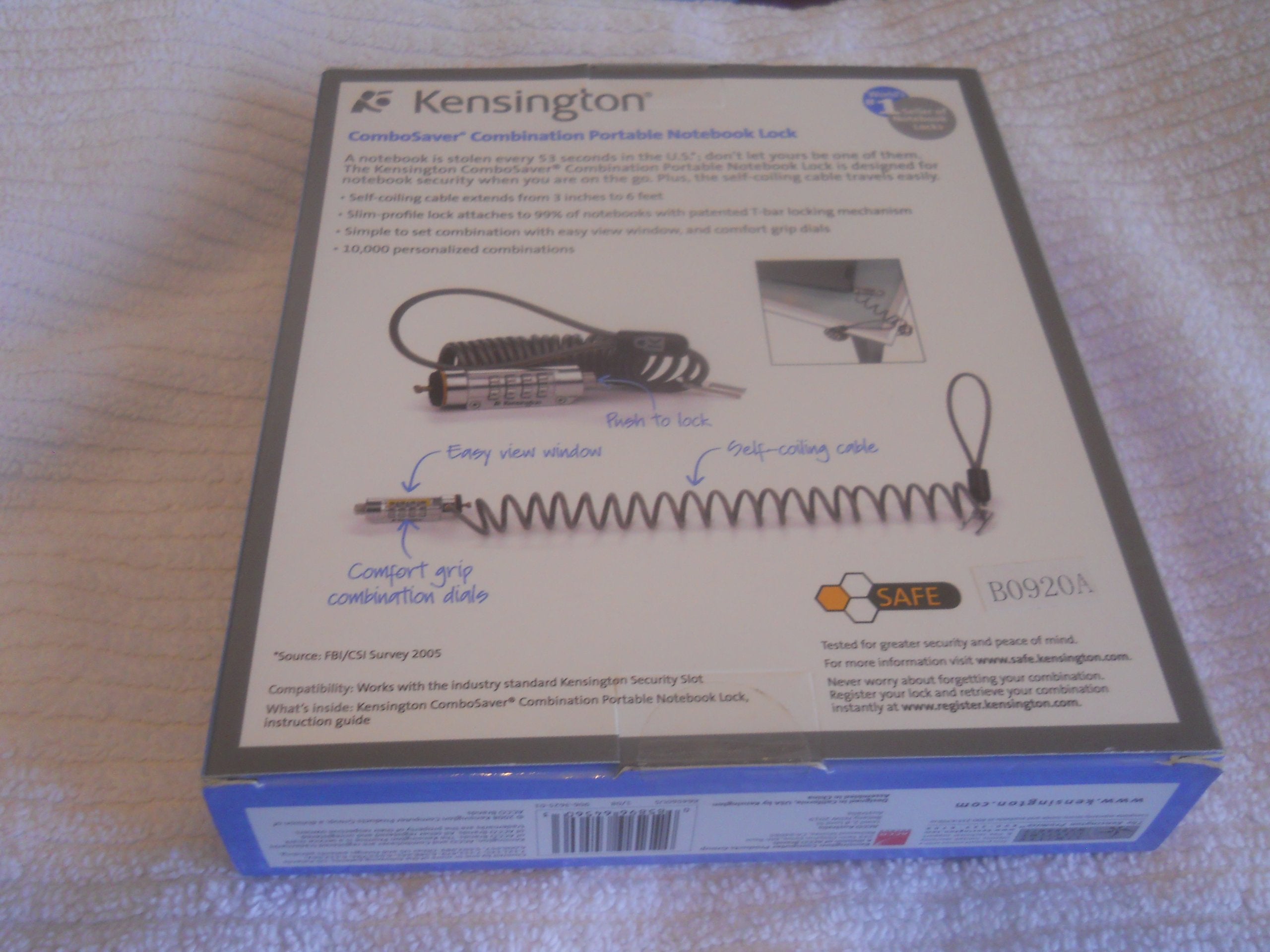 Kensington K64560Us Combosaver Portable Notebook Computer Lock