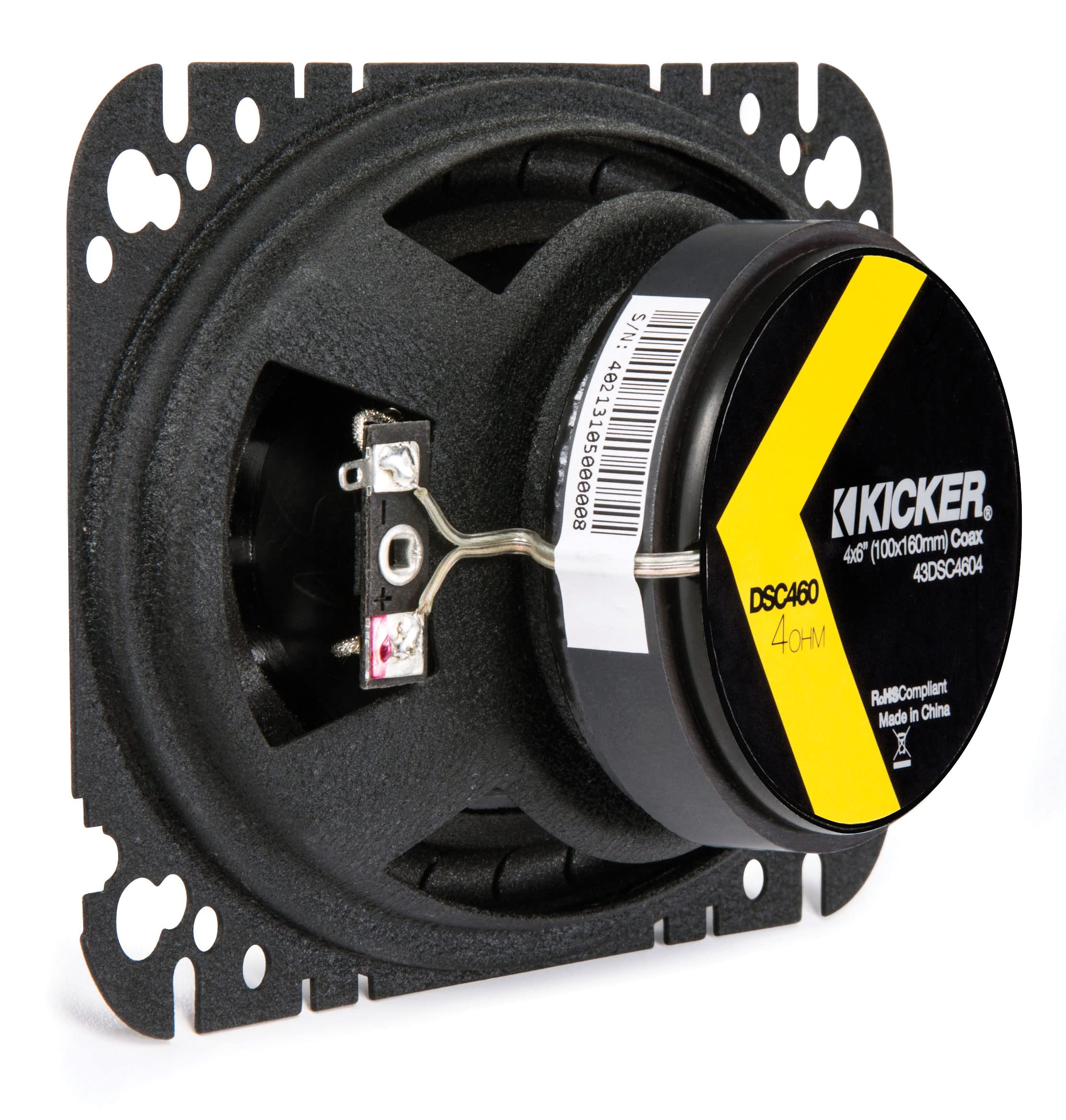 KICKER DSC460 4x6-Inch Coaxial Speakers - 4-Ohm Pair, Black - High-Quality Sound System for Cars and Audio Enthusiasts