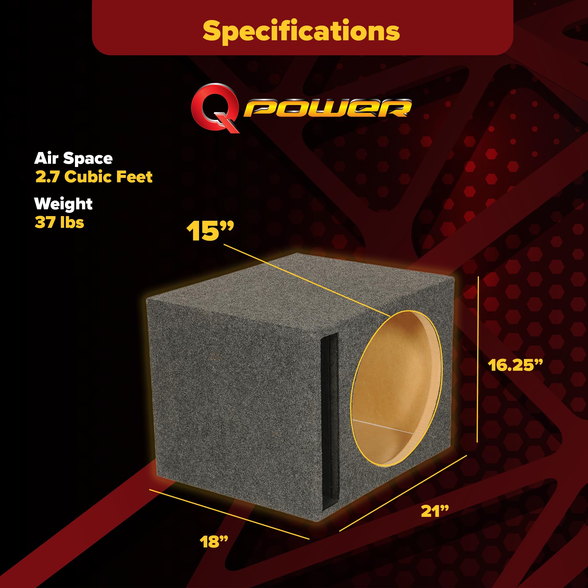 Qpower Single 15'' Mdf Woofer Box Vented