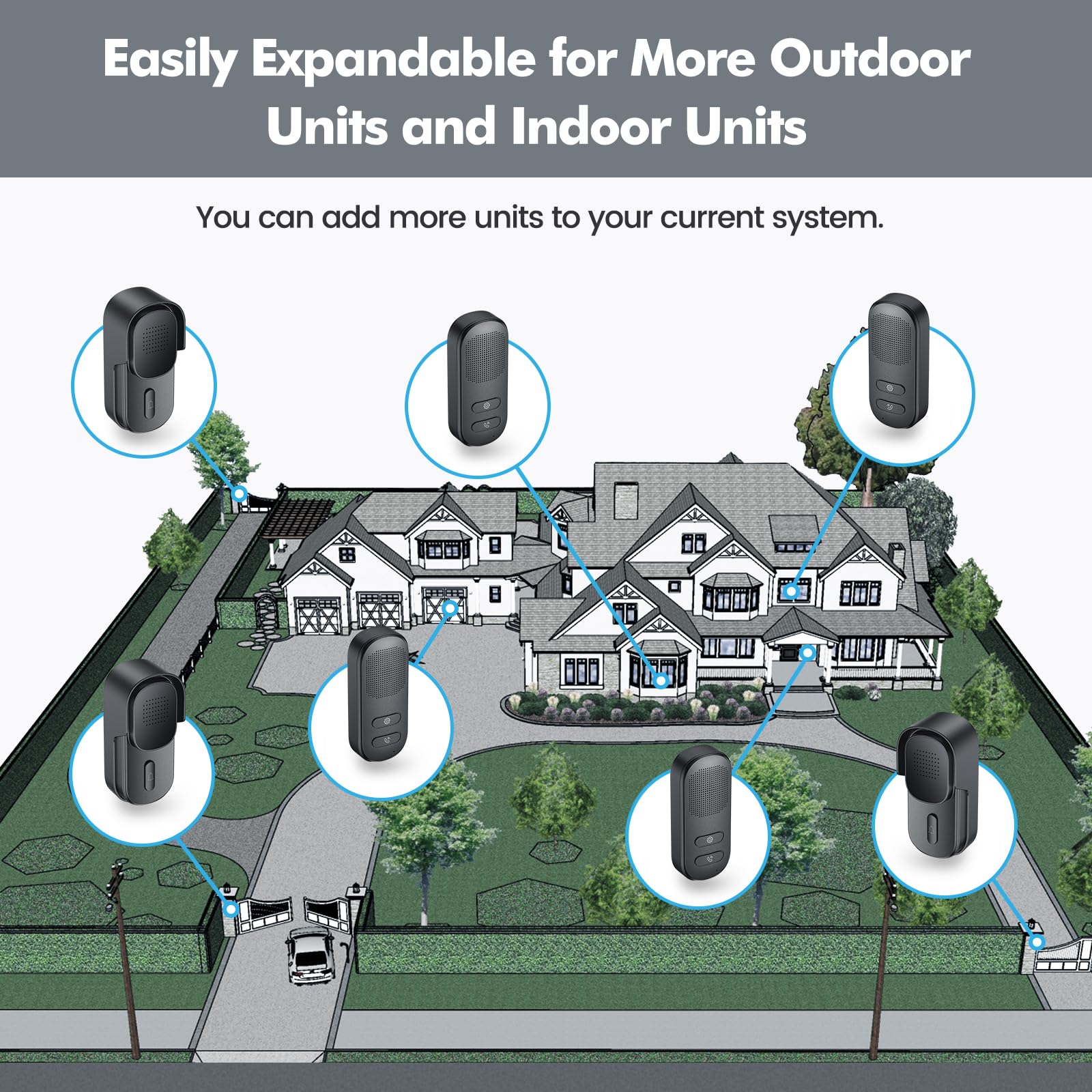Hands Free Wireless Intercom Doorbell For Home Classroom, Wuloo Two Way Communicator Doorbell Chime With 1/2 Mile Distance 4 Vol