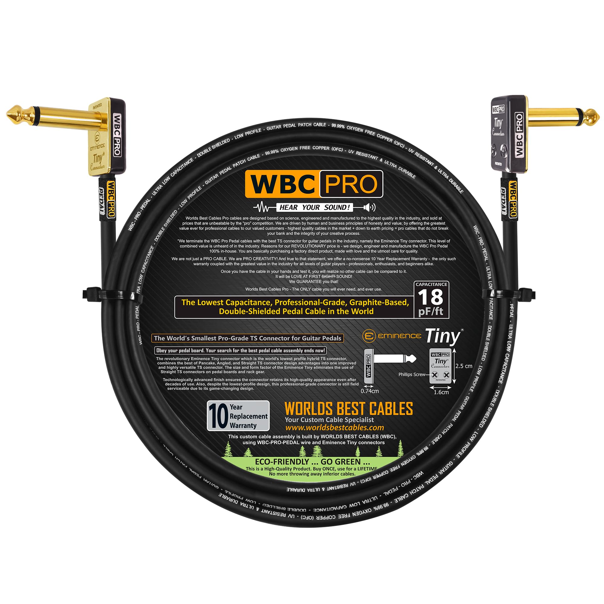 30 Inch   Wbc Pro Pedal   22 Awg   Low Cap (18Pf/Ft)   Pro Grade   Graphite Based   Dual Shielded Pedal, Effects, Patch, Instrum