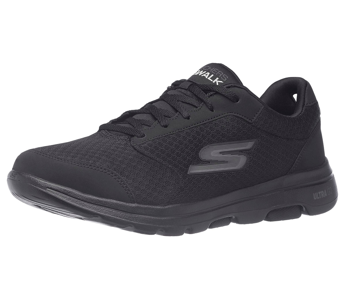 Skechers Mens Gowalk 5 Qualify   Athletic Mesh Lace Up Performance Walking Shoe Sneaker, Black, 7 Us