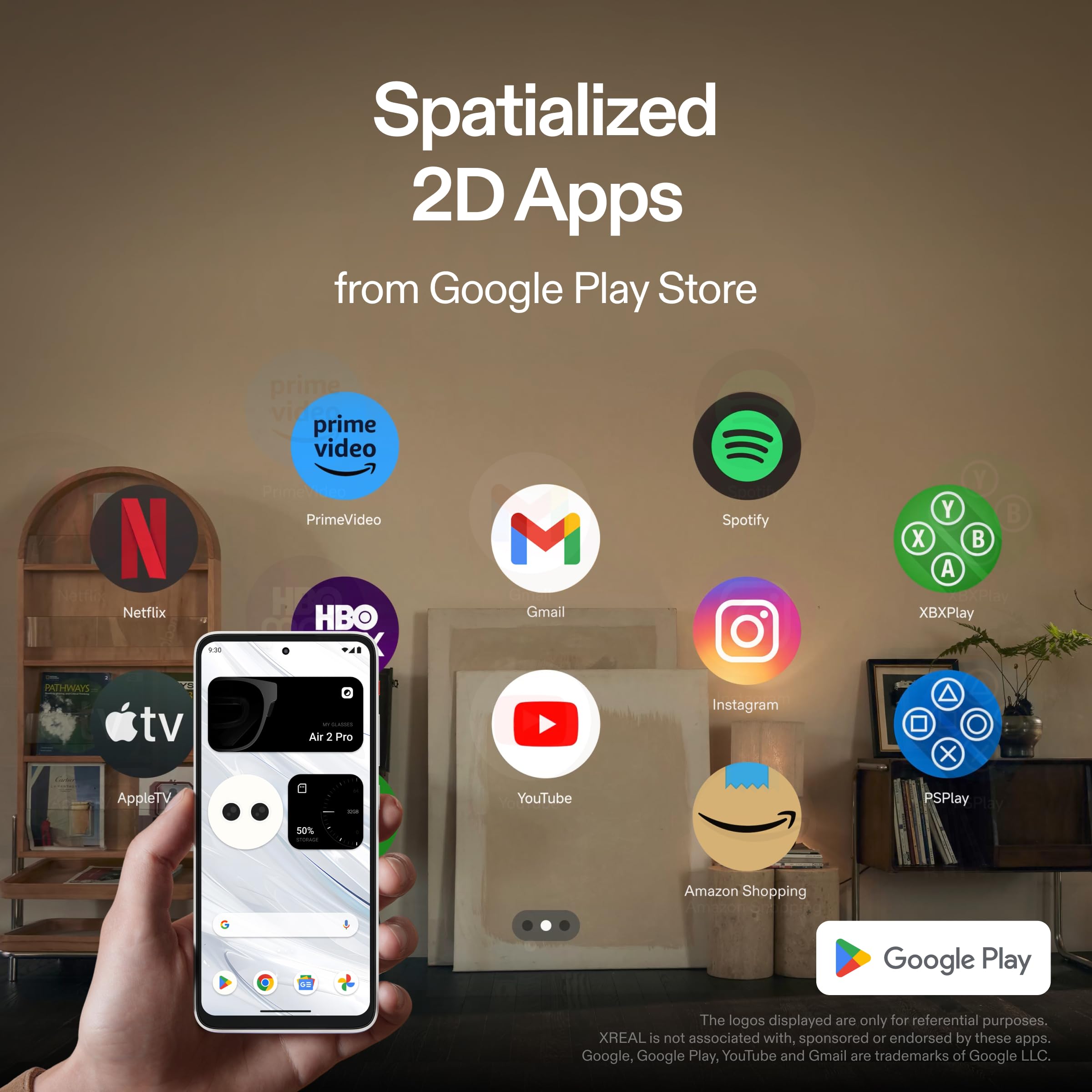 XREAL Beam Pro AR Glasses - Spatial Computing, FHD 1080p, 3D Cameras, Android 14, 8G+256G, White, Compatible with Google Play Store