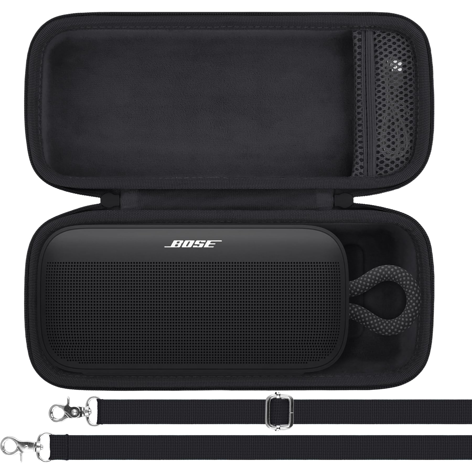Khanka Case For Bose Soundlink Plus Portable Speaker - Hard Protective Travel Case With Shoulder Strap (Black)