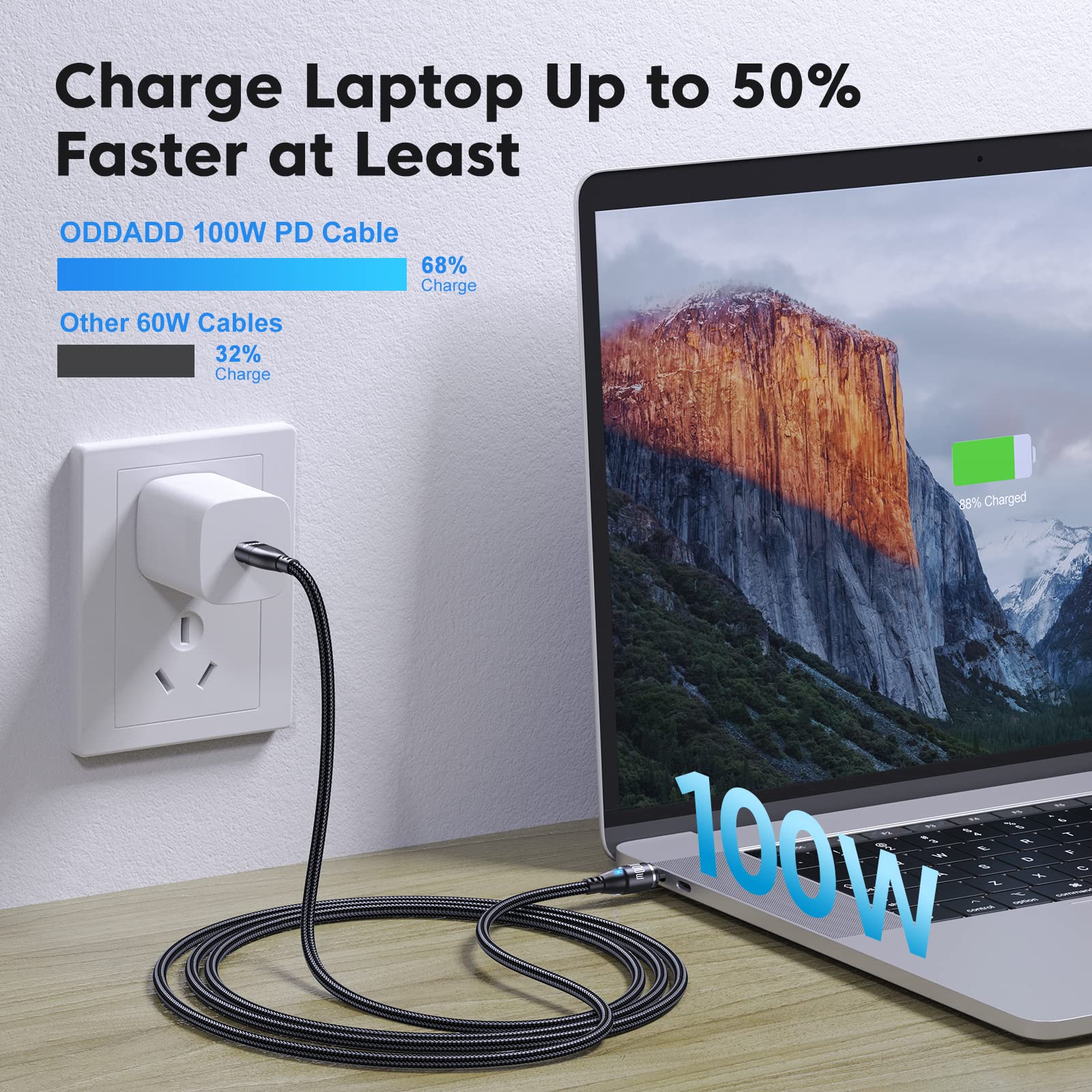 Oddadd 100W Usb C Magnetic Charging Cable 2Pack(3.3Ft+6Ft), 6 In 1 Magnetic Fast Charging Cable, Magnetic Usb C Charging Cable Compatible With Micro Usb, Type C And All Devices