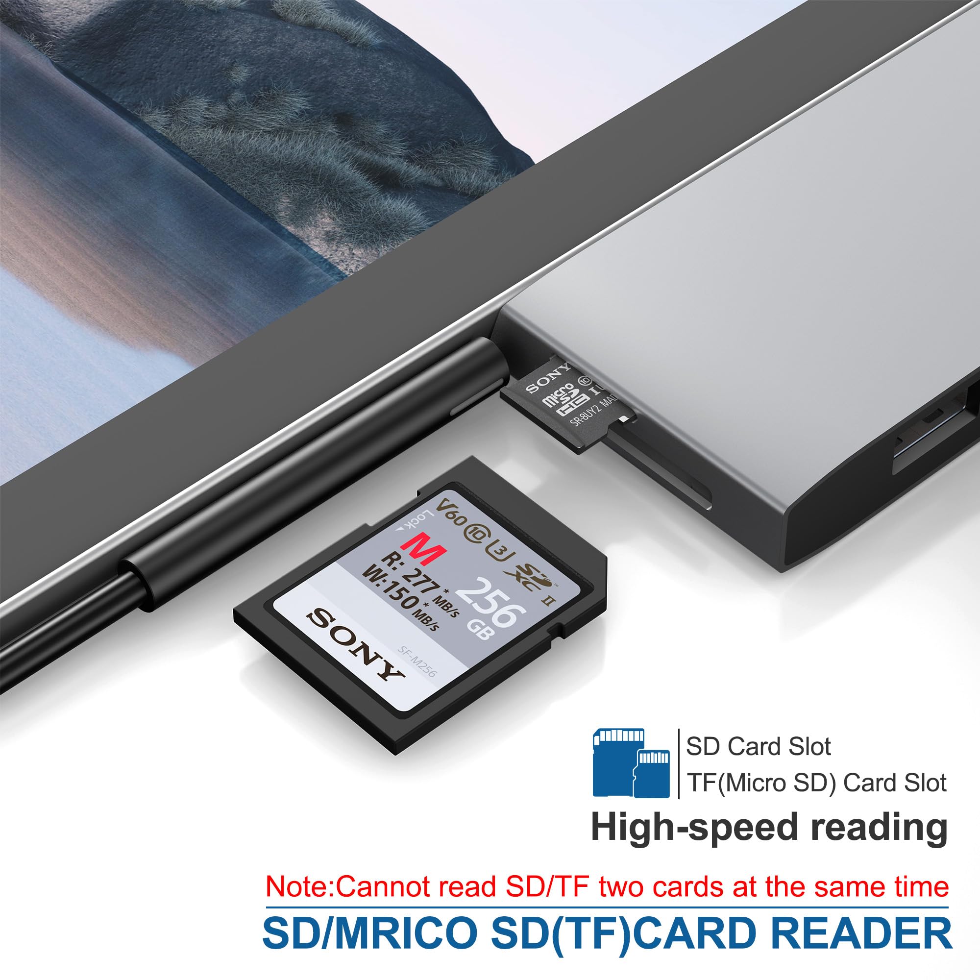 Usb 3.0 Surface Pro 6/Pro 5/Pro 4 Usb Hub Docking Station 4K Hdmi Hub Adapter, Sd & Tf/Micro Sd Memory Card Reader, 4K@30Hz Hdmi