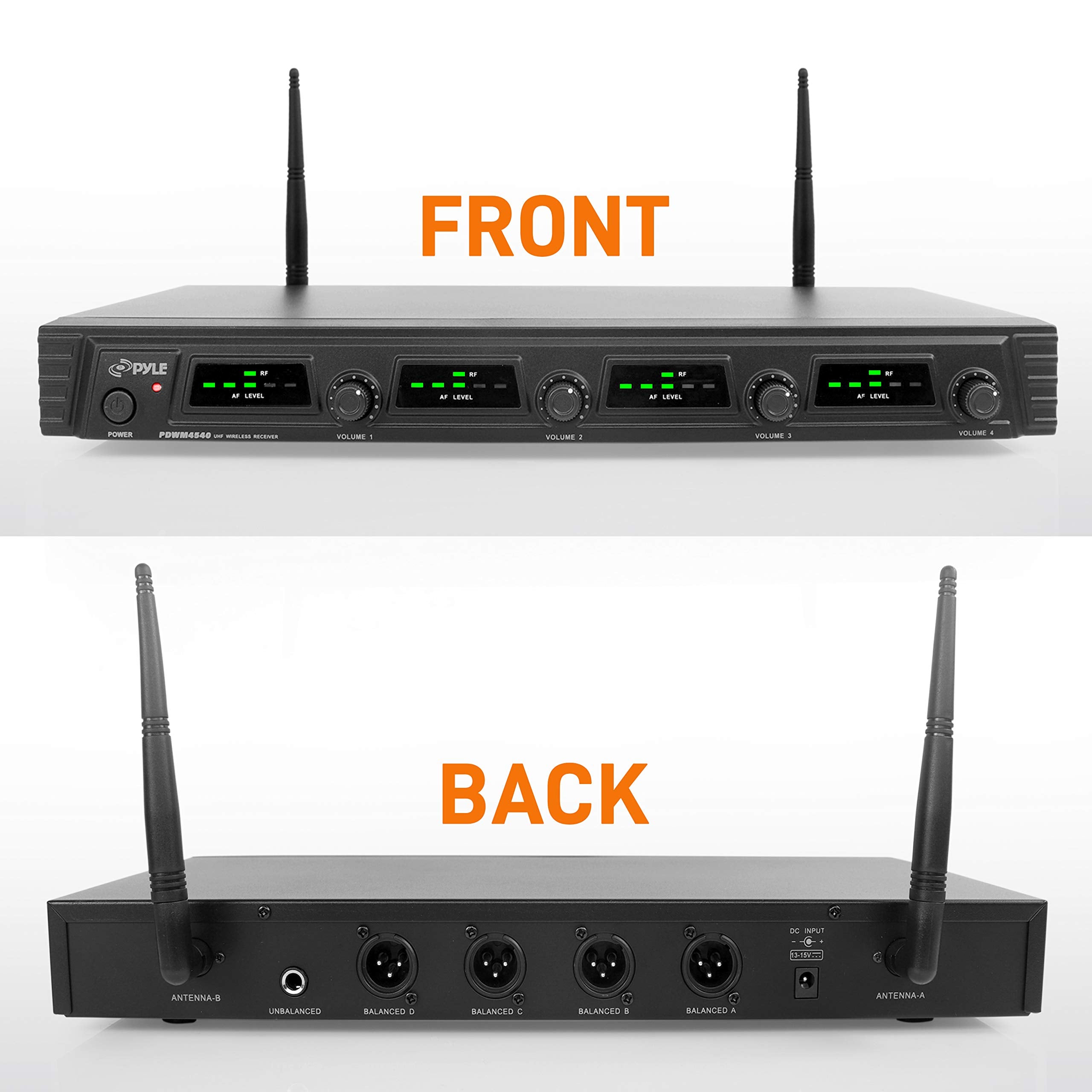 Pyle 4 Channel Wireless Microphone System   Portable Uhf Audio Mic Set With 2 Handheld, 2 Headset, 2 Lavalier Mics, 2 Transmitte