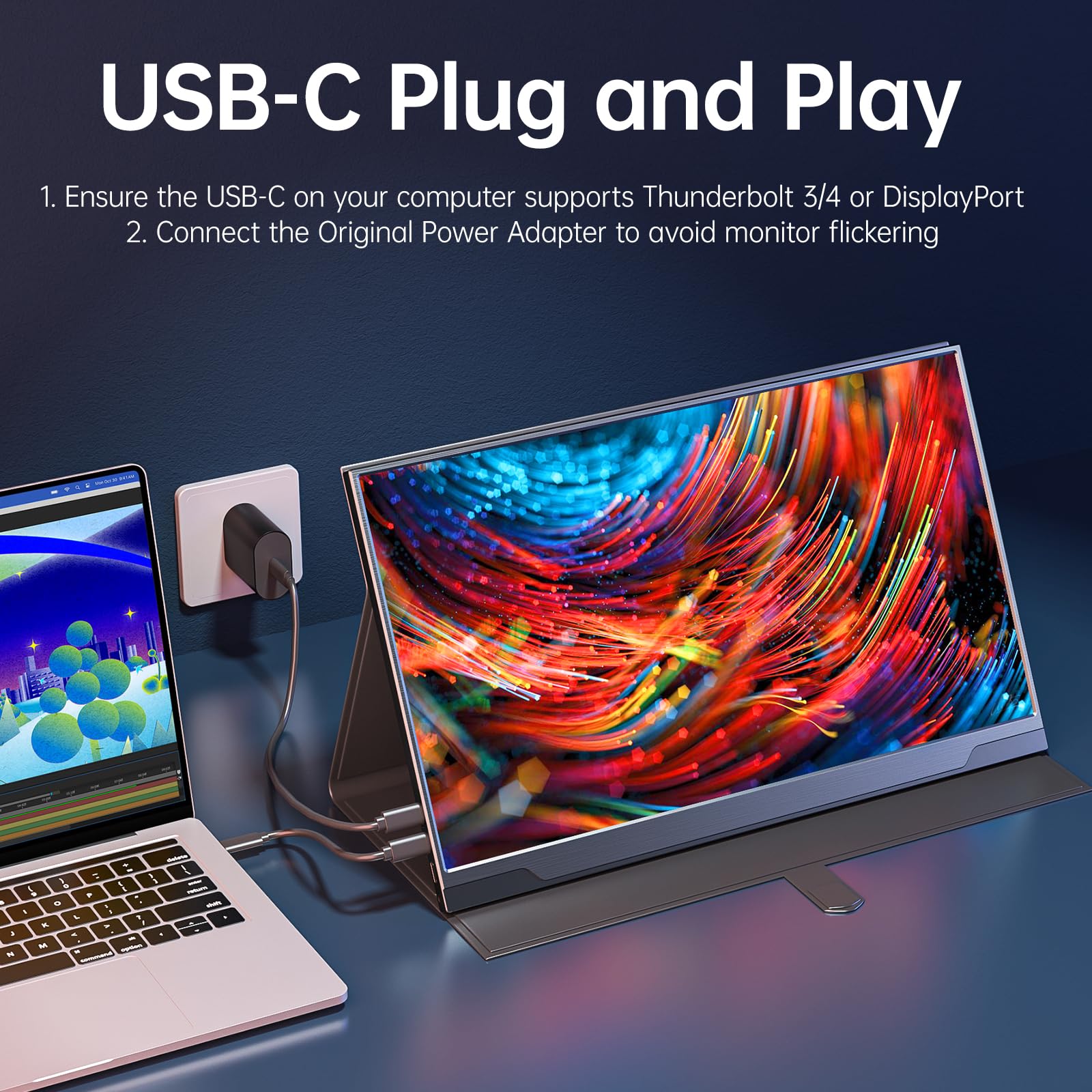 Cocopar Portable Monitor   Upgraded 17.3 Inch 1080P Fhd Ips Hdr 100% Srgb Freesync Usb C Gaming Monitor With Type C Mini Hdmi Fo