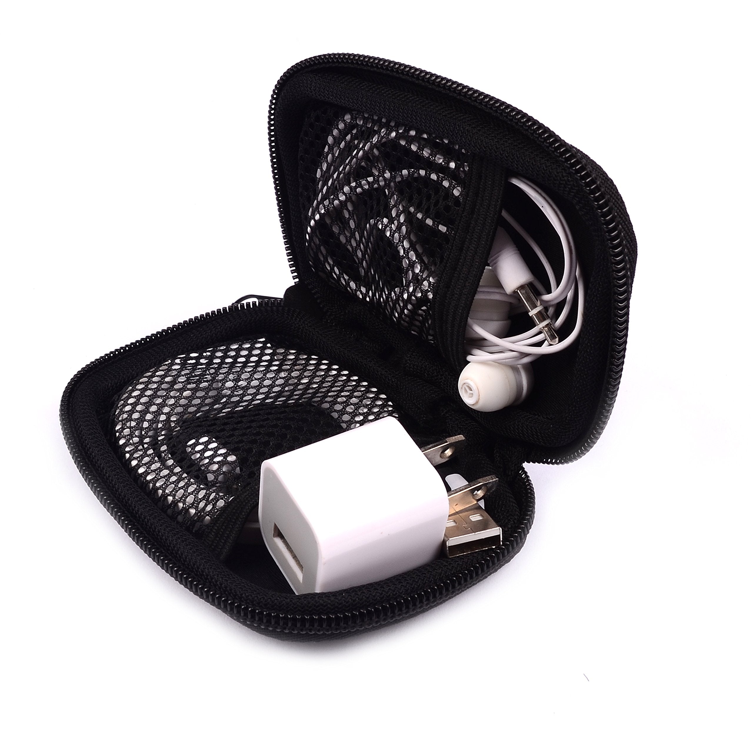Black Universal Neoprene Zipper Headphone Headset Dock Charger Cable Organizer Electronics Accessories Case Various Usb, Mp3, Ch