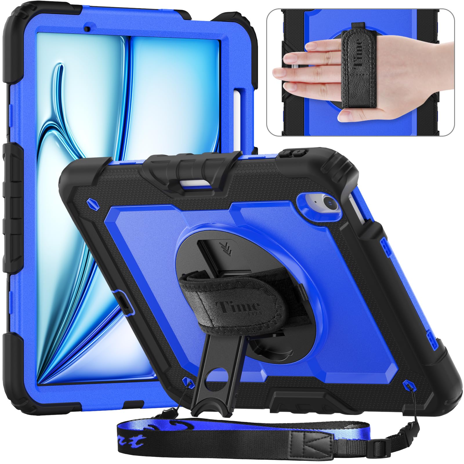 Timecity Case For Ipad Air 11 Inch M2 2024 6Th Generation(Model: A2902, A2903, A2904) With Built In Screen Protector, 360 Rotati