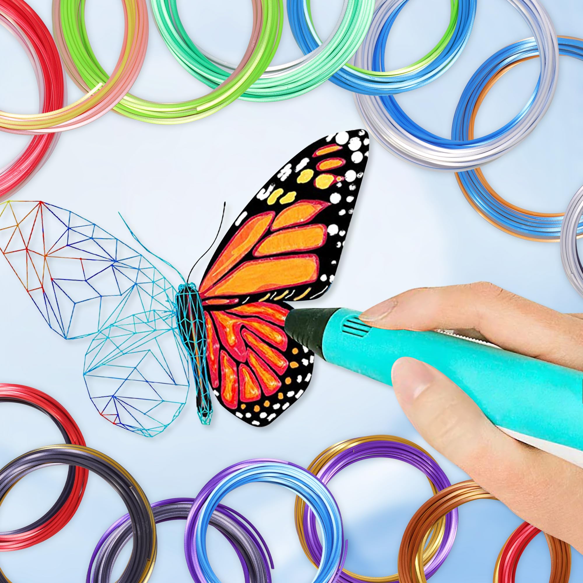 Mika3D 2 Dual Color In 1 Silk Pla Filament Refill Sample Pack, 16 Different Dual Color Silk Pla, Each 4 Meter Length, Total 64M