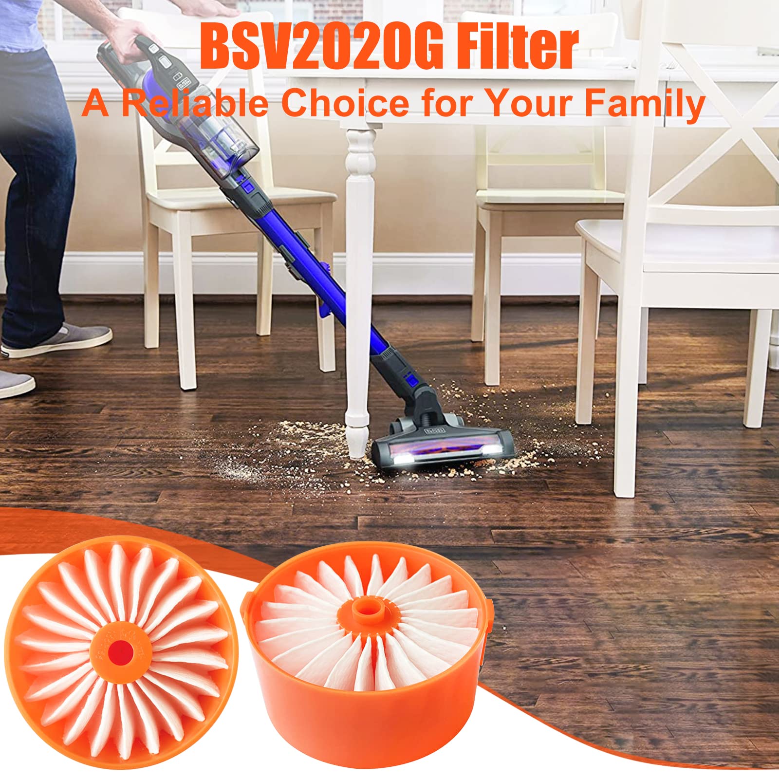 2 Pack Filter Element For Black + Decker Bsv2020G And Bsv2020P Bsvf1 Powerseries Extreme Wireless Vacuum Cleaner Accessory, Repl