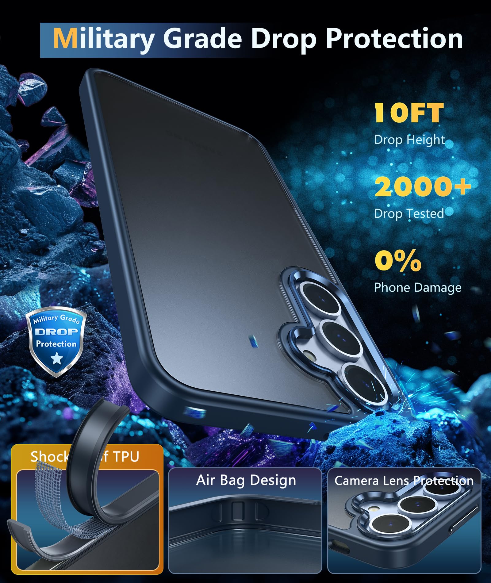 Fntcase For Samsung Galaxy S24 Plus Case: Grade Shockproof Slim Phone Cover, Translucent Matte Back Protective Bumper Rugged Cas