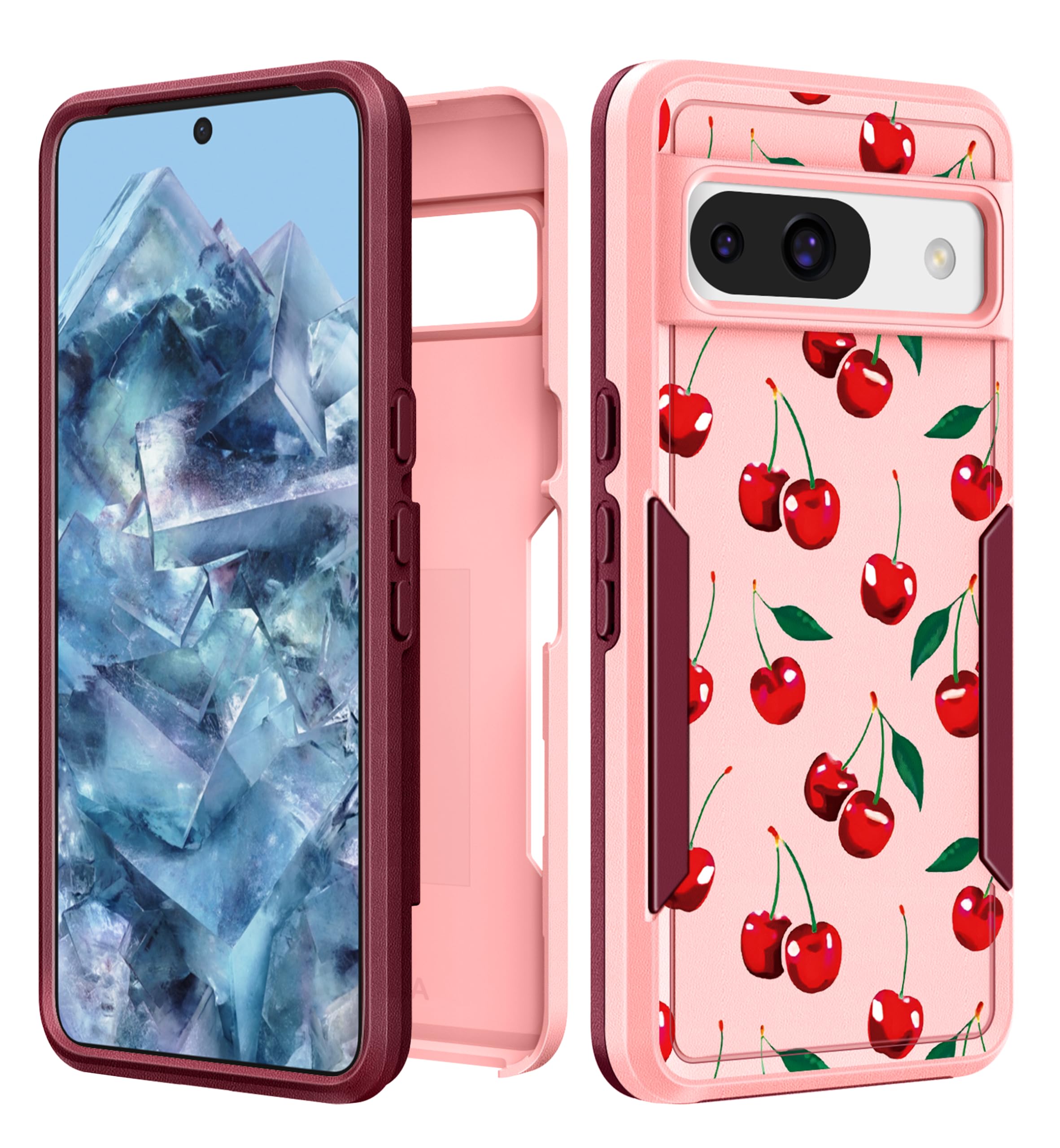 Plakill for Google Pixel 8A Case Women - Cute Girls Cover Girly Kawaii Aesthetic Unique Design Cheery Heavy Duty Protective Shoc