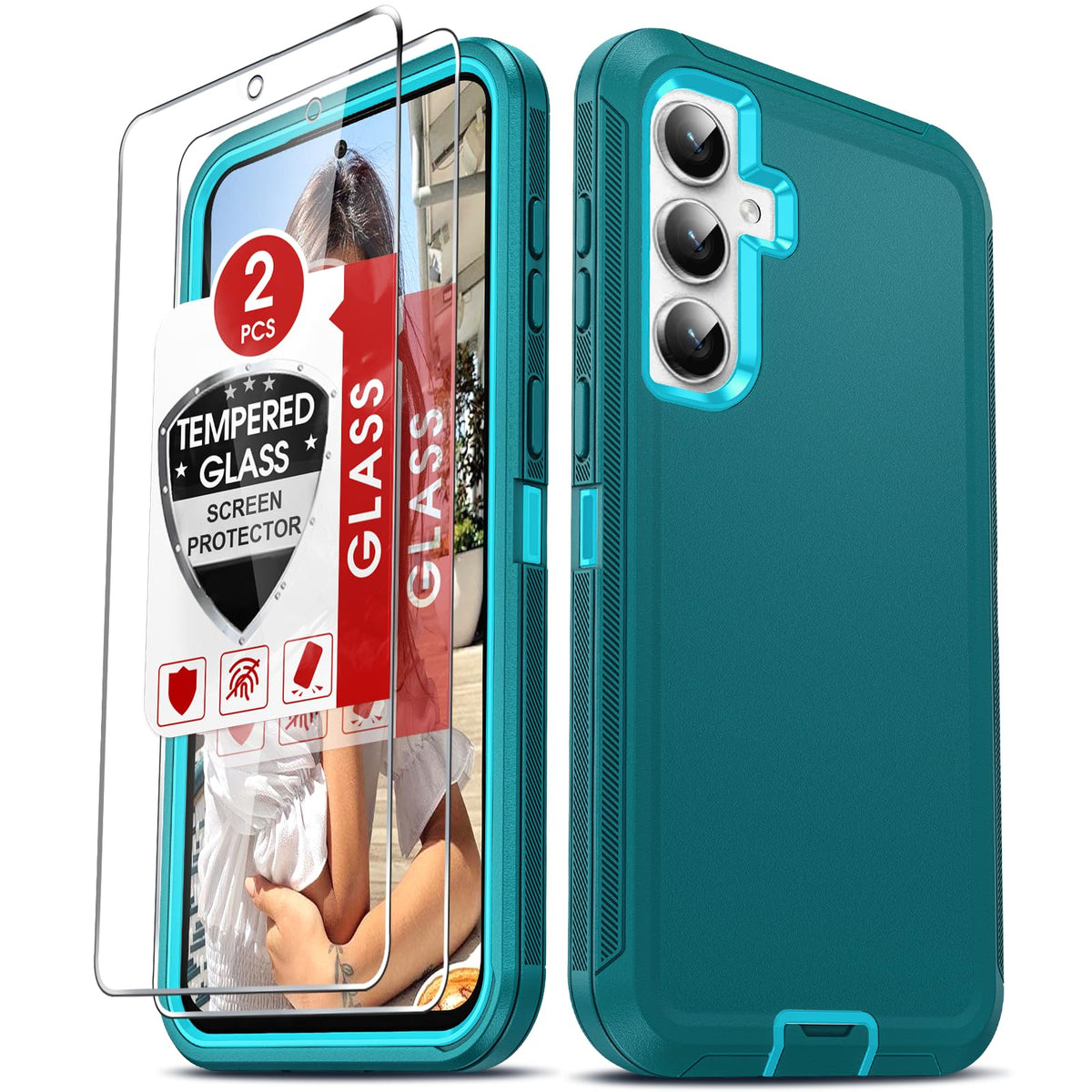 Leyi Compatible For Galaxy S23-Fe-Case:?Not Fit S24 Fe? S23Fe/ S 23 Fe Case, 2 Pcs Tempered Glass Screen Protector, Heavy Duty 3
