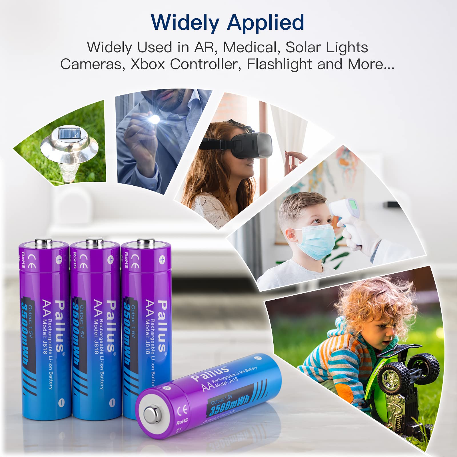 Pallus 1.5V Lithium Rechargeable Aa Batteries   12 Pack 3500Mwh Lithium Batteries Aa, 2 Hours Fast Charging For Blink Camera, Lo