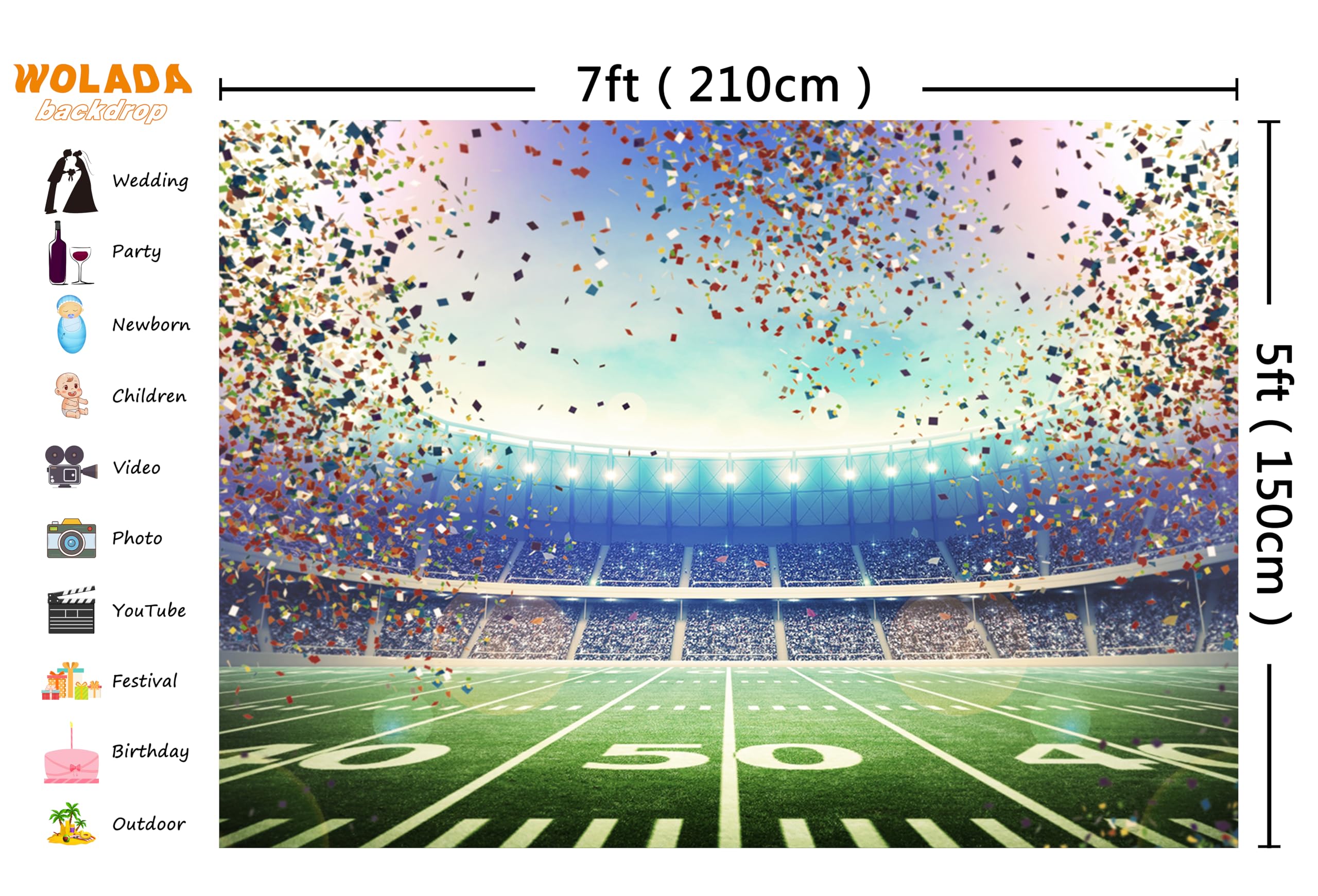Wolada 7X5Ft Super Bowl Backdrop Super Bowl Sunday Party Backdrop American Football Backdrop Sports Backdrop Super Bowl Photogra