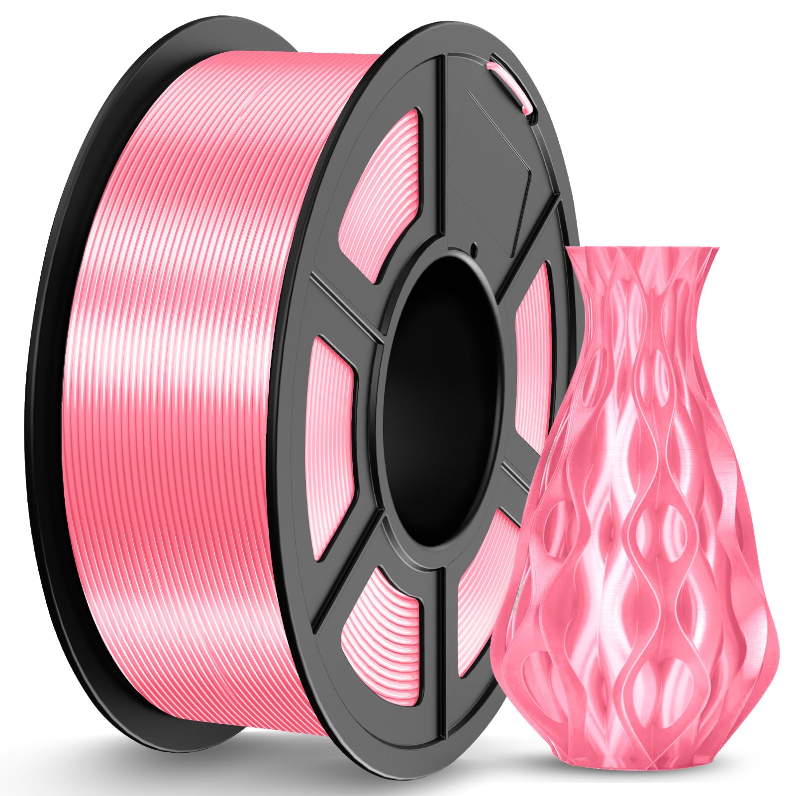 JAYO Silk PLA Filament 1.75mm Pink 1.1KG, Metal-Like Shiny 3D Printer Filament Dimensional Accuracy +/- 0.02mm, 1.1kg Spool(2.4l