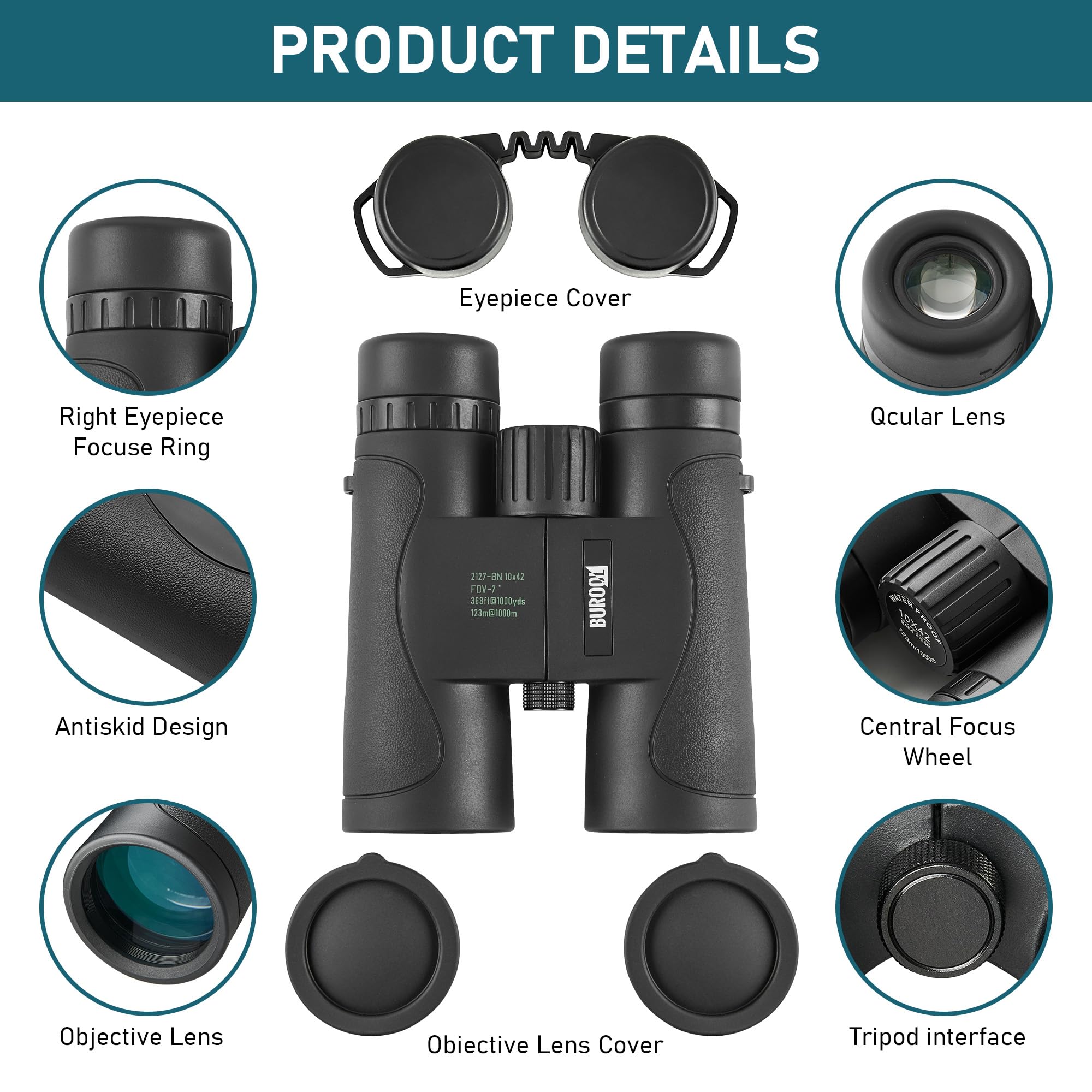 10X42 Hd Professional Binoculars For Adults   High Power Binoculars With Bak4 Prism Fmc Lens, Waterproof Compact Binoculars For