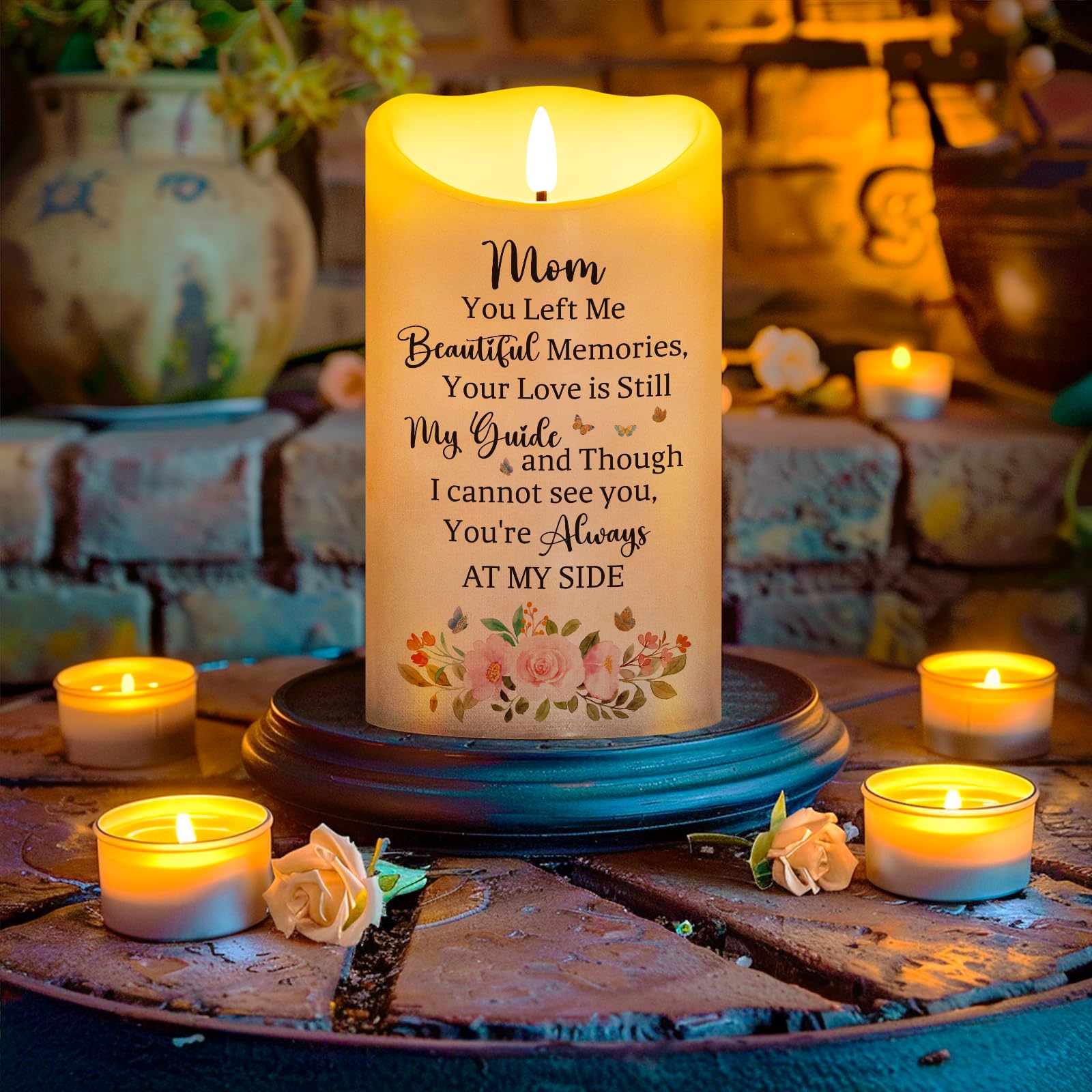 Hn Haiinaa Memorial Candle, Real Wax Led Light With Remote Control, Sympathy Gift For Loss Of Loved One Or Mother, 4'' X 7''