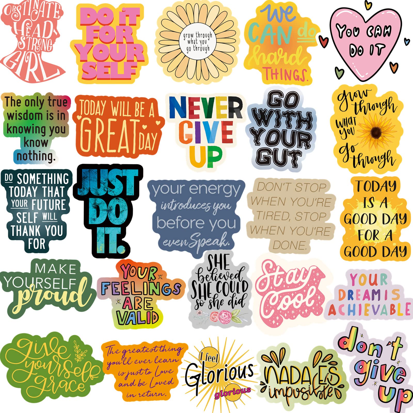200Pcs Positive Motivational Words Stickers For Adults, Inspirational Quote Stickers For Teens Kids Teachers Employees, Water Bo