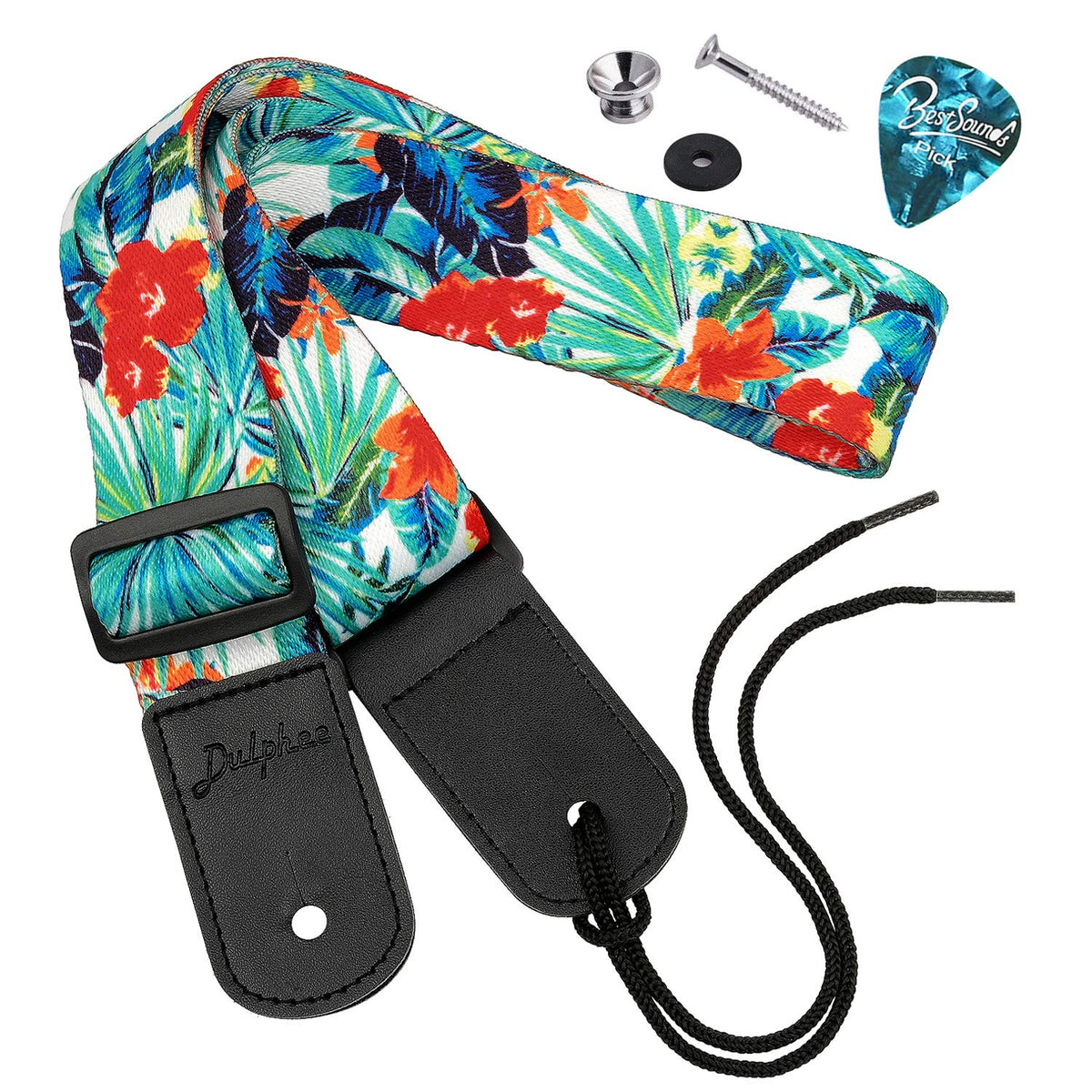 Dulphee Ukulele Strap Hawaiian Style Adjustable Uke Shoulder Strap For Soprano Concert Tenor Baritone Ukulele, Mandolin And Banj