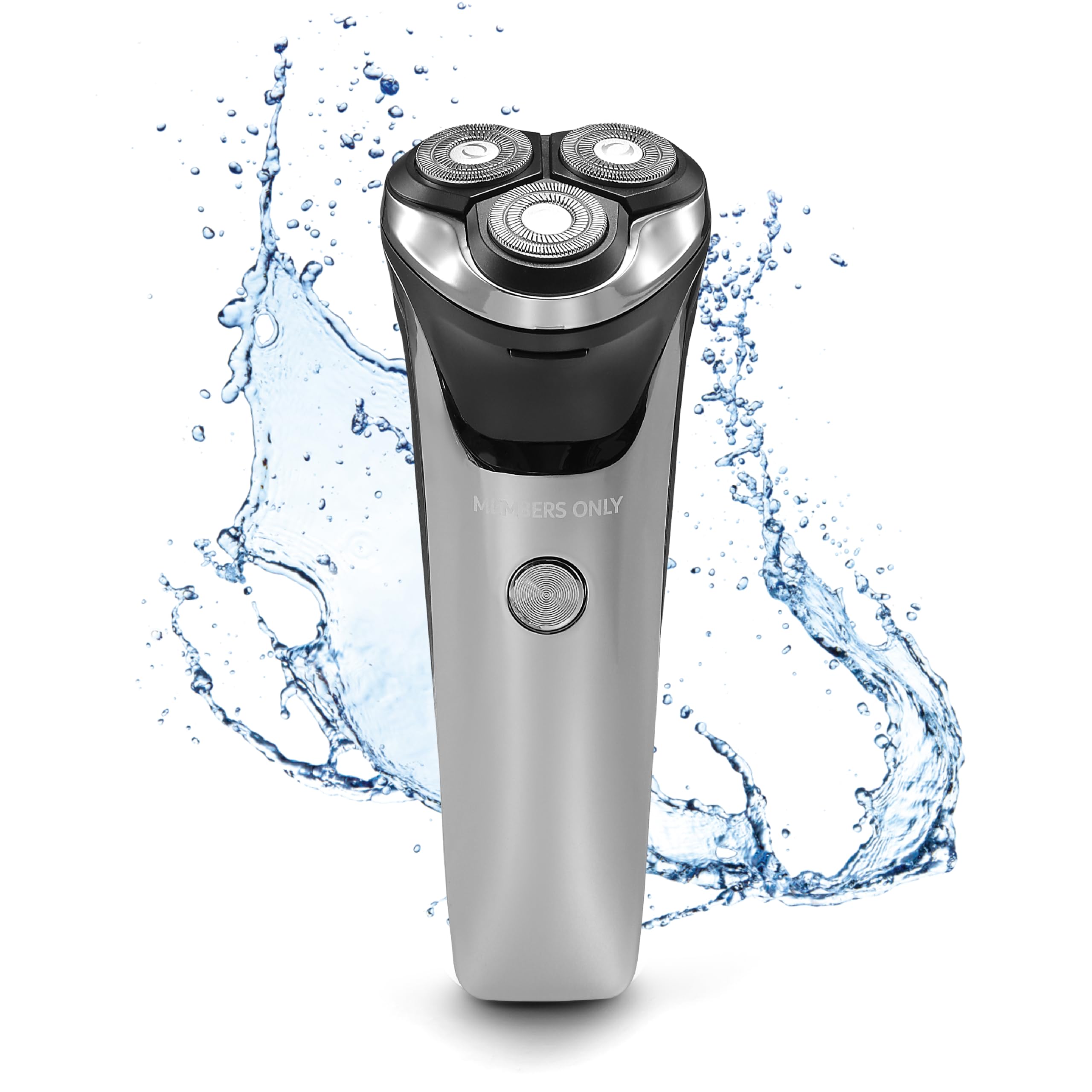 Members Only Electric Razor For Men, Lithium Metallic Cordless 3 Heads Rotary Shaver, Precision Trimming, Close Shave With Built