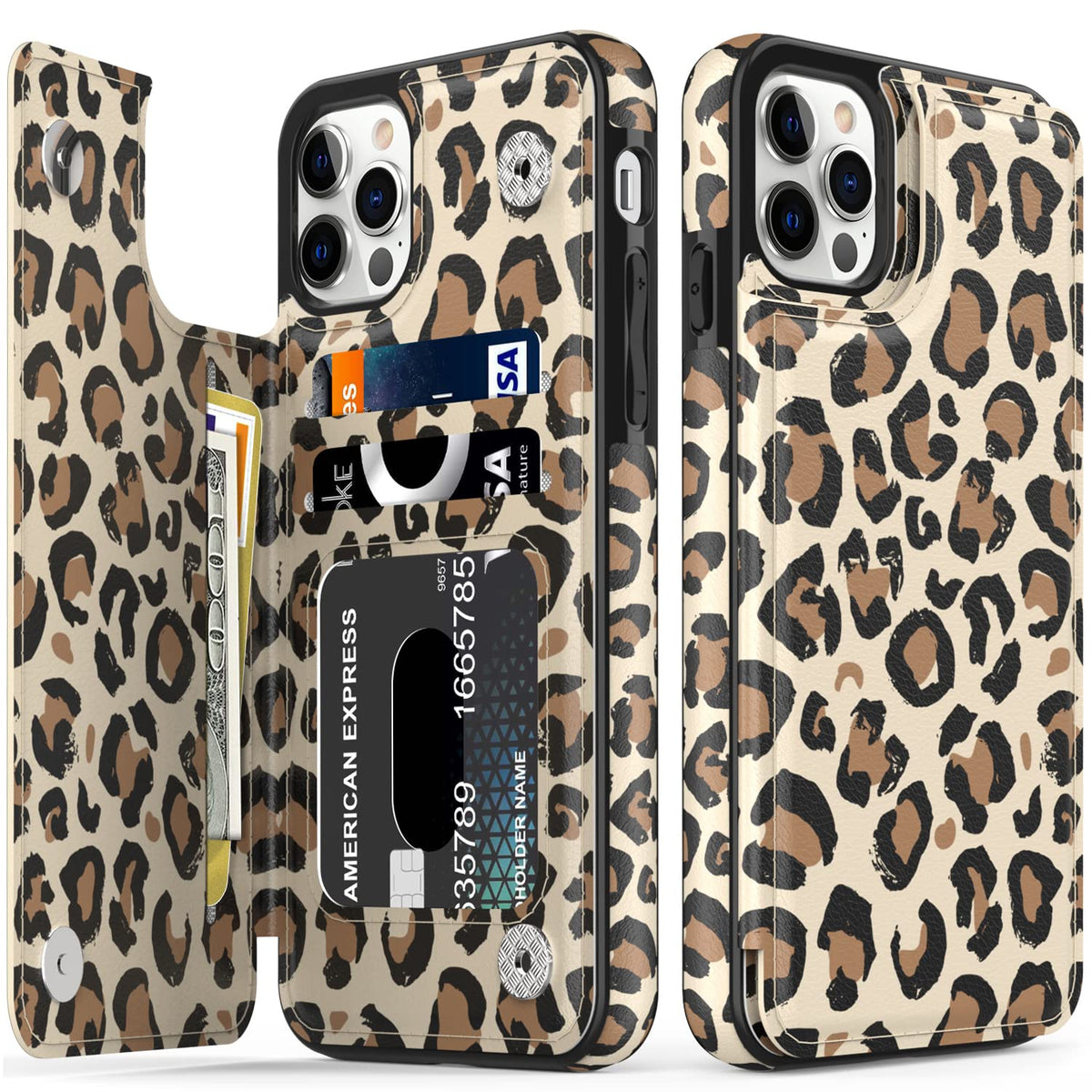 Leto Iphone 14 Pro Max Case,Flip Folio Leather Wallet Case Cover With Fashion Designs For Girls Women,Card Slots Kickstand Prote