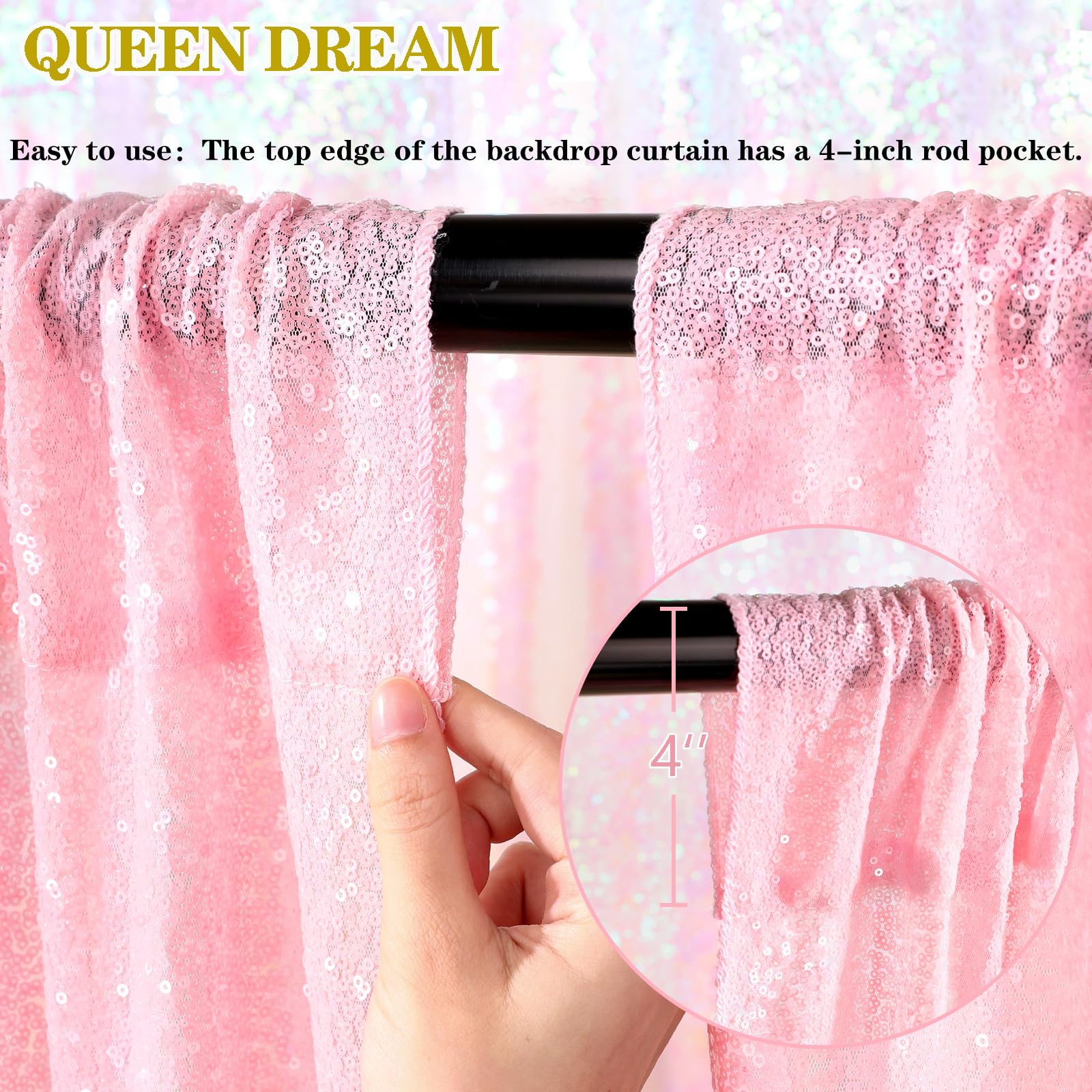 Pink Backdrop For Wedding Party   6X8Ft Sequin Backdrop Curtains For Girls And Boy Birthday Theme Brildal Shower Decor(3 Panels