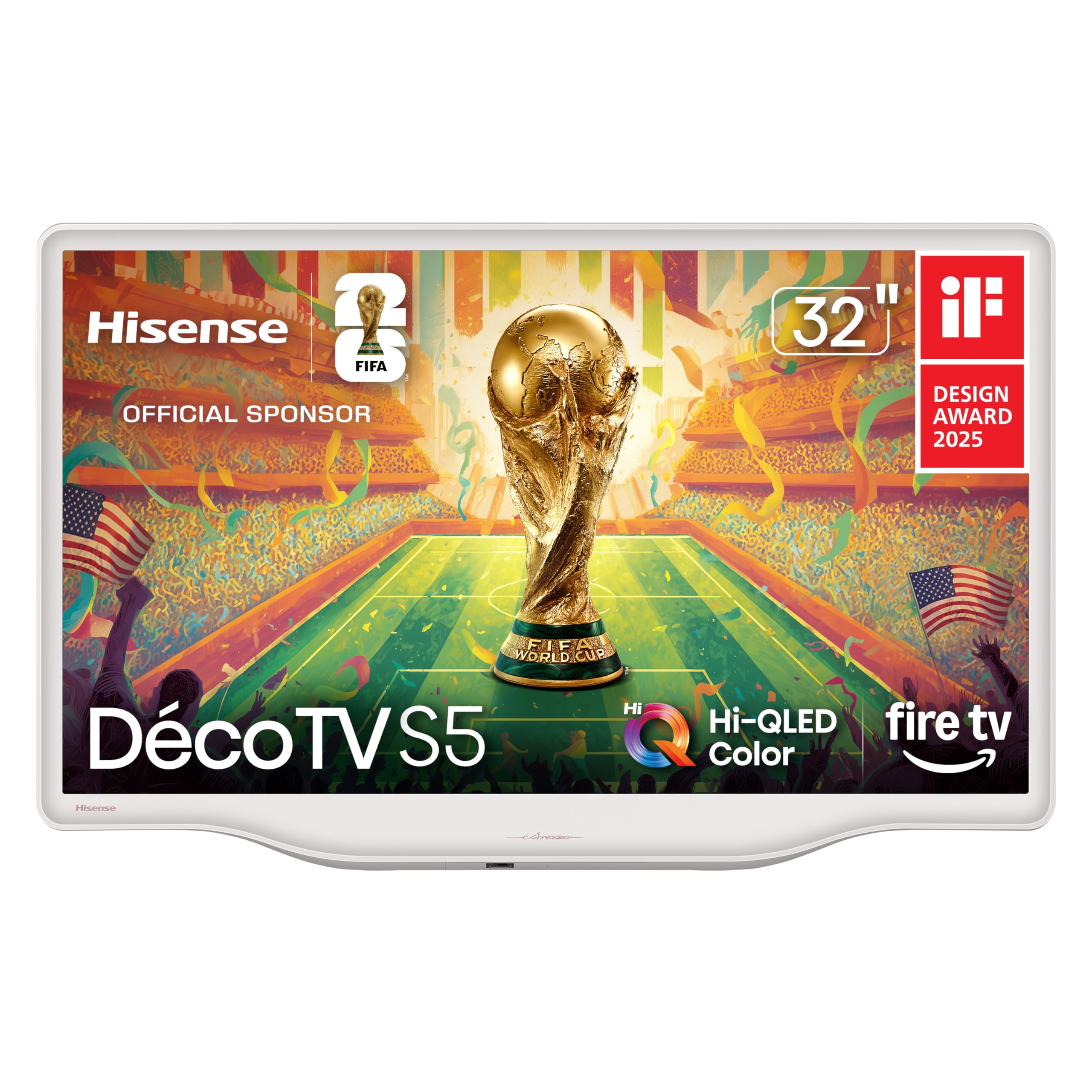Hisense 32-Inch S5 D  coTV Series Hi-QLED FHD Smart Fire TV (32S5QF, 2025 Model) - Versatile Fit, Hi-QLED Color, Art-Inspired De