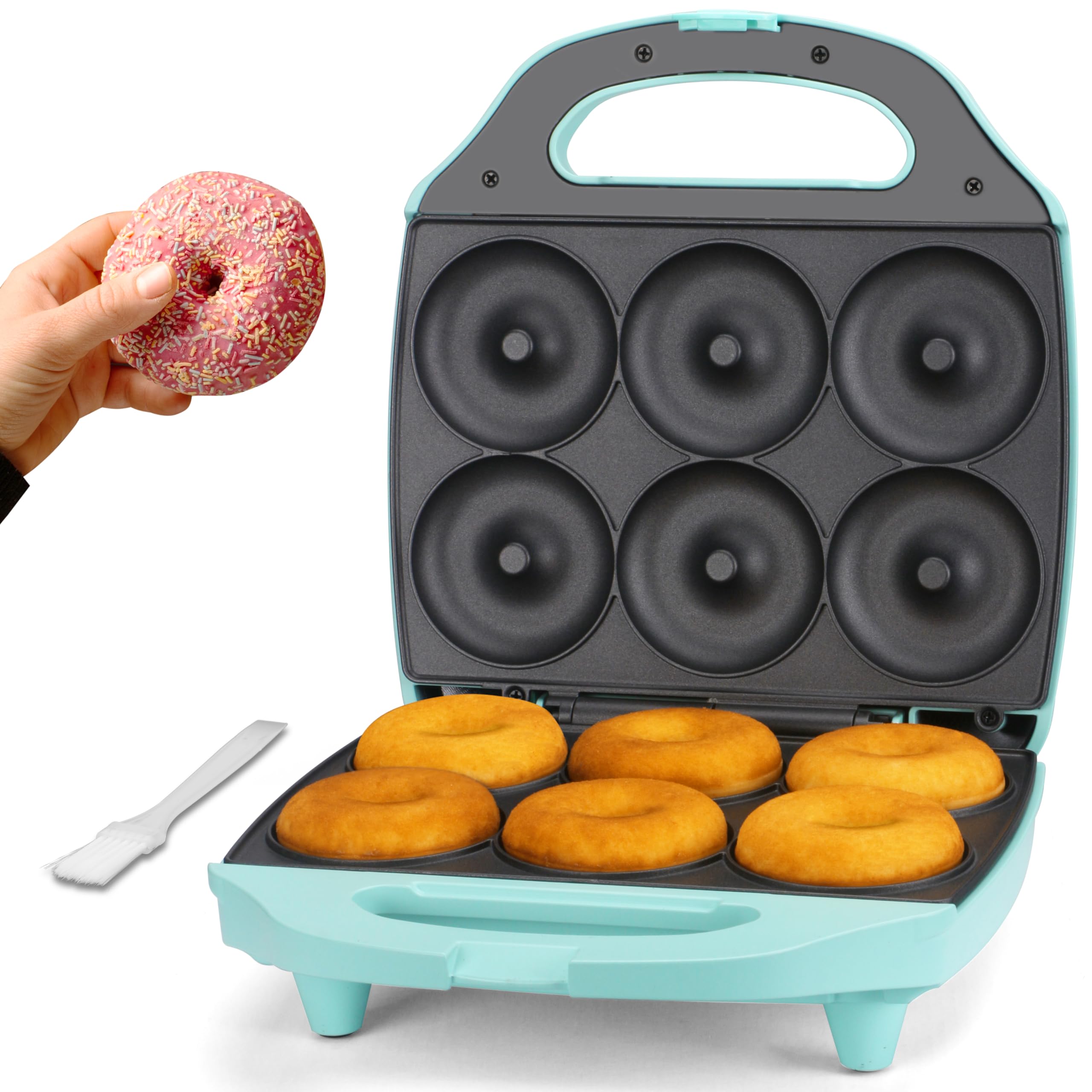 Bakers Friend Mini Donut Maker Machine for Home, 6 x 3 Mini Doughnut Maker Machine, Donut Maker for Kids, Maquina Para Hacer D