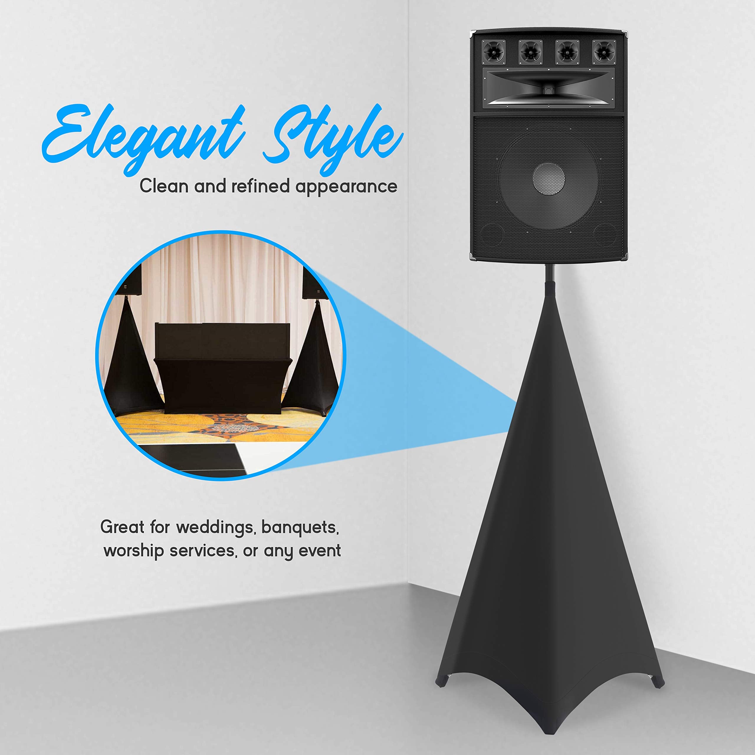 Pyle Universal Lighting Tripod Stand Scrim   Dj Light Speaker Stand Skirt Tripod Scrim Cover W/Hook And Loop Stretchable Lycra S