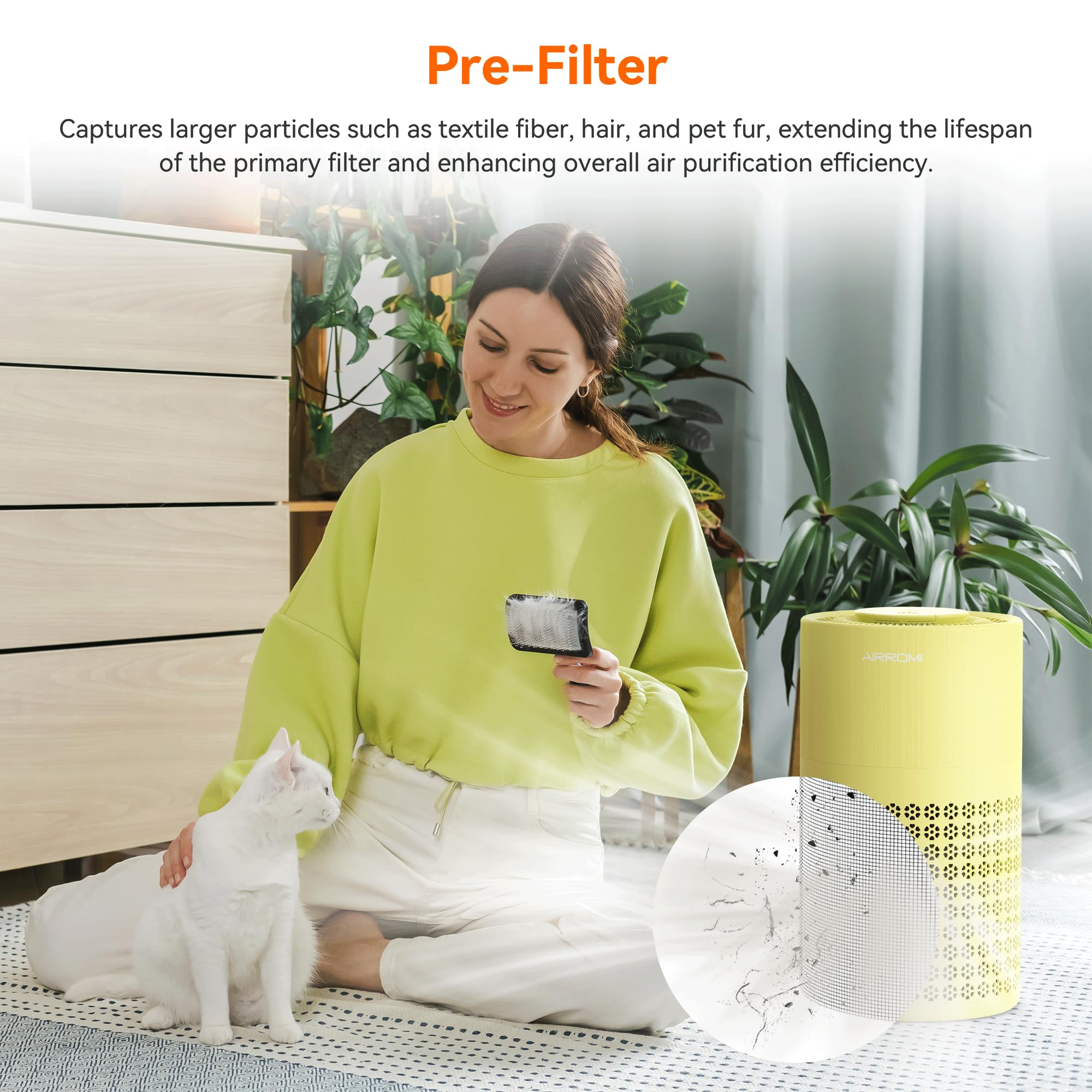Airromi Air Purifier For Bedroom With Hepa Fet Filters, Pet Air Purifiers For Home Cat Pee Smell, Covers Up To 990Ft, Quiet 360