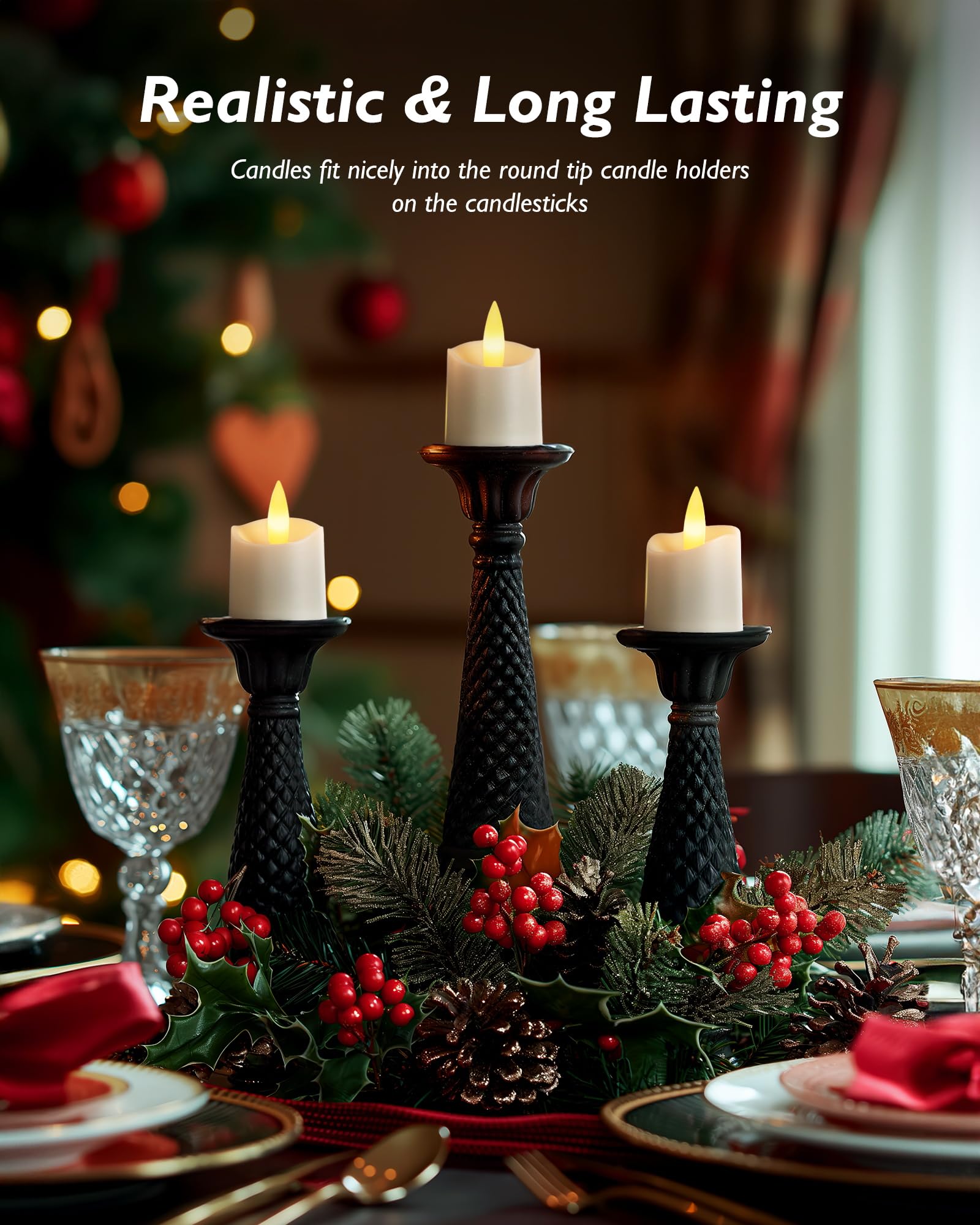 Homemory 12Pack Timer Flameless Led Votive Candles, Realistic 3D Flickering Flameless Candles, Long Lasting Battery Operated Tea