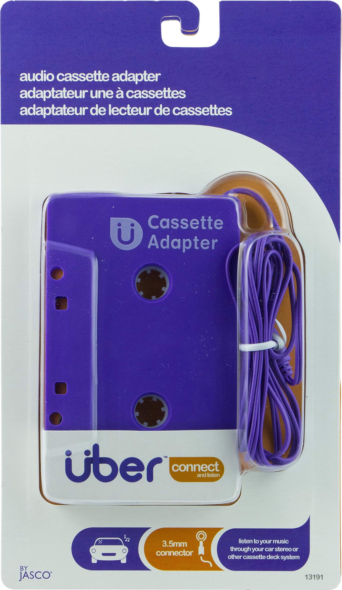 Uber Car Stereo Cassette To Aux Adapter, 3.5Mm Headphone Jack, For Smartphone, Tablet, Ipod, Cd Player, And Other Mobile Devices
