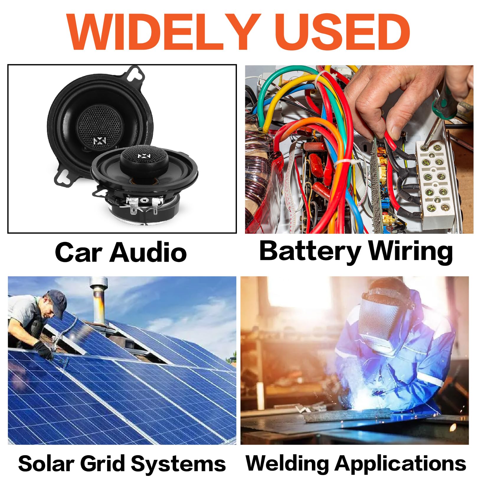 4 Gauge Wire (50Ft Each   Red/Black) Copper Clad Aluminum Cca With Cable Cutter,Lugs Terminal Connectors And Heat Shrink Tube