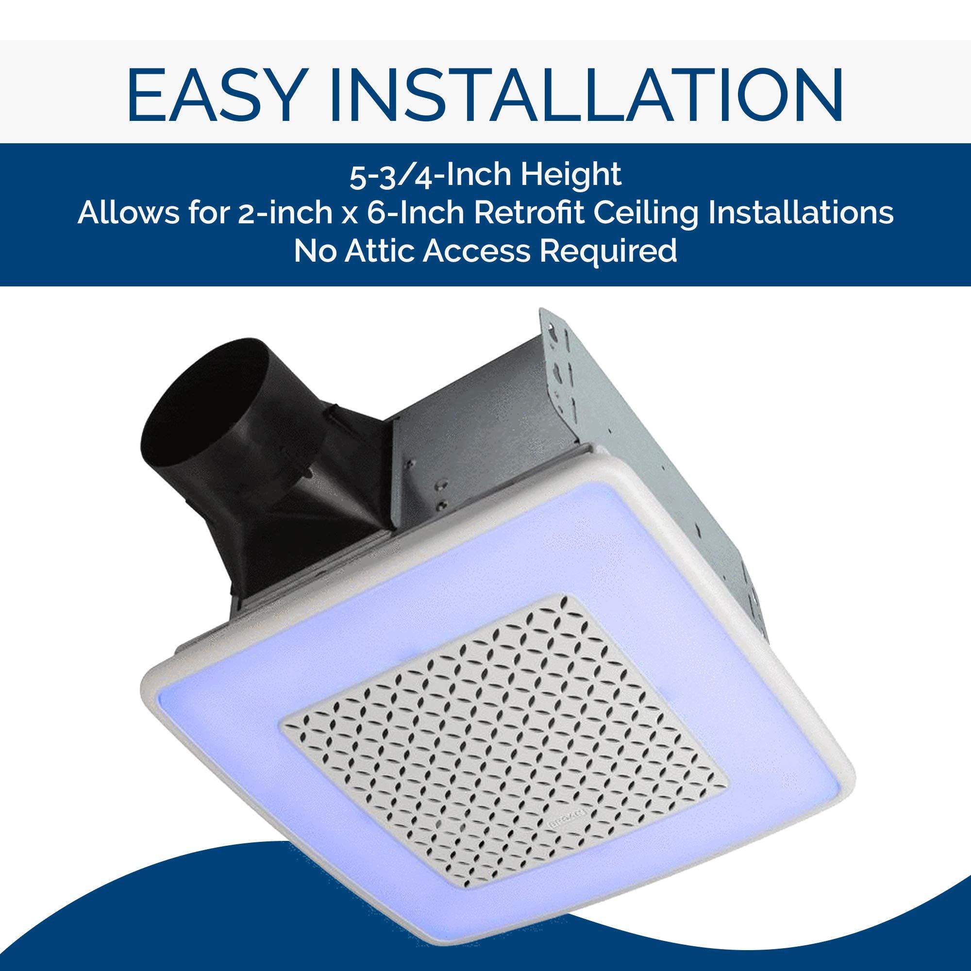 Broan Nutone Aer110Rgbl Chromacomfort 110 Cfm Ventilation Fan With 24 Color Selectable Led, 1.5 Sones, Energy Star Certified, Wh