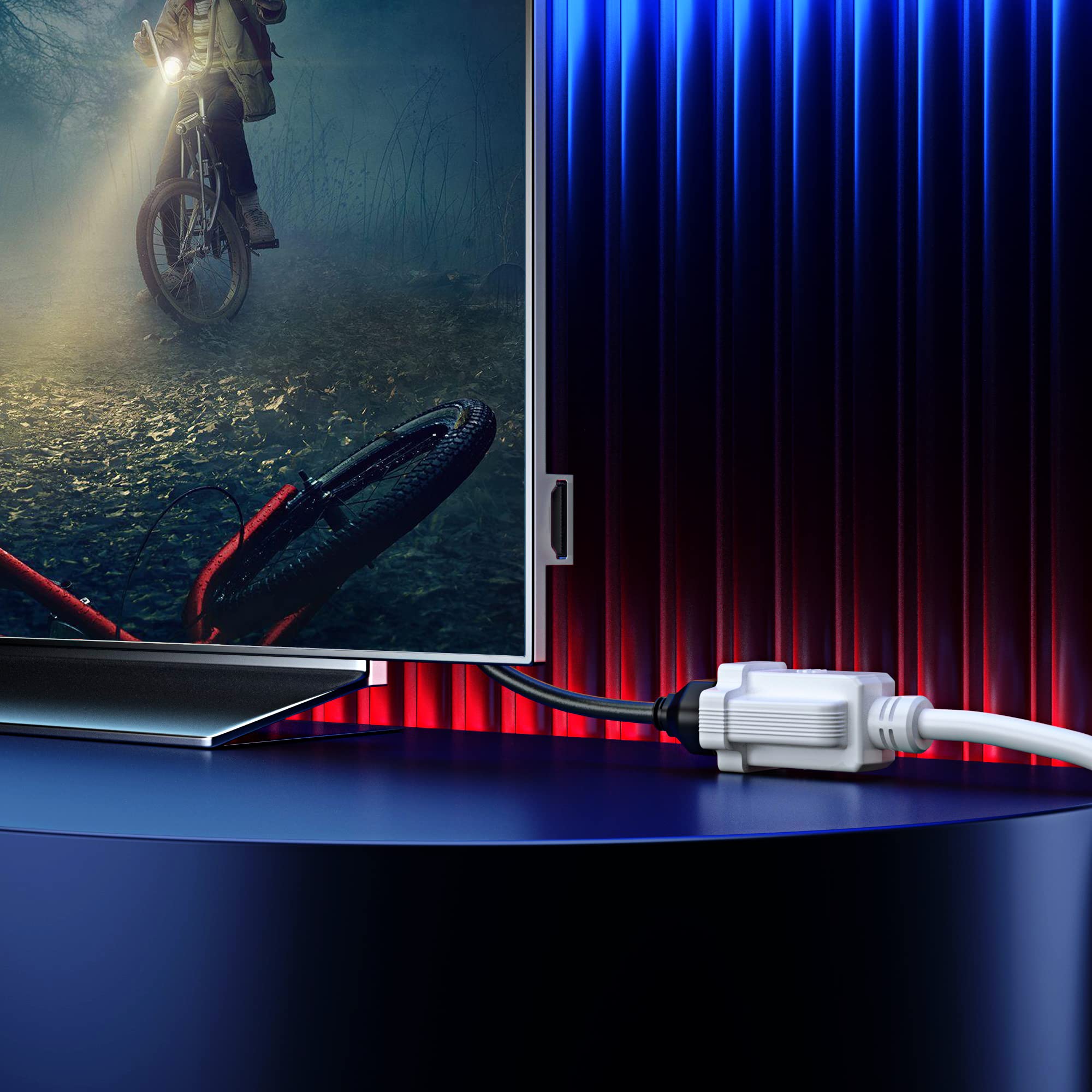 Maximm Flat Plug Extension Cord 2 Ft With Slim Space Saving Plug Design, Low Profile Extension Cord 14Awg (White)