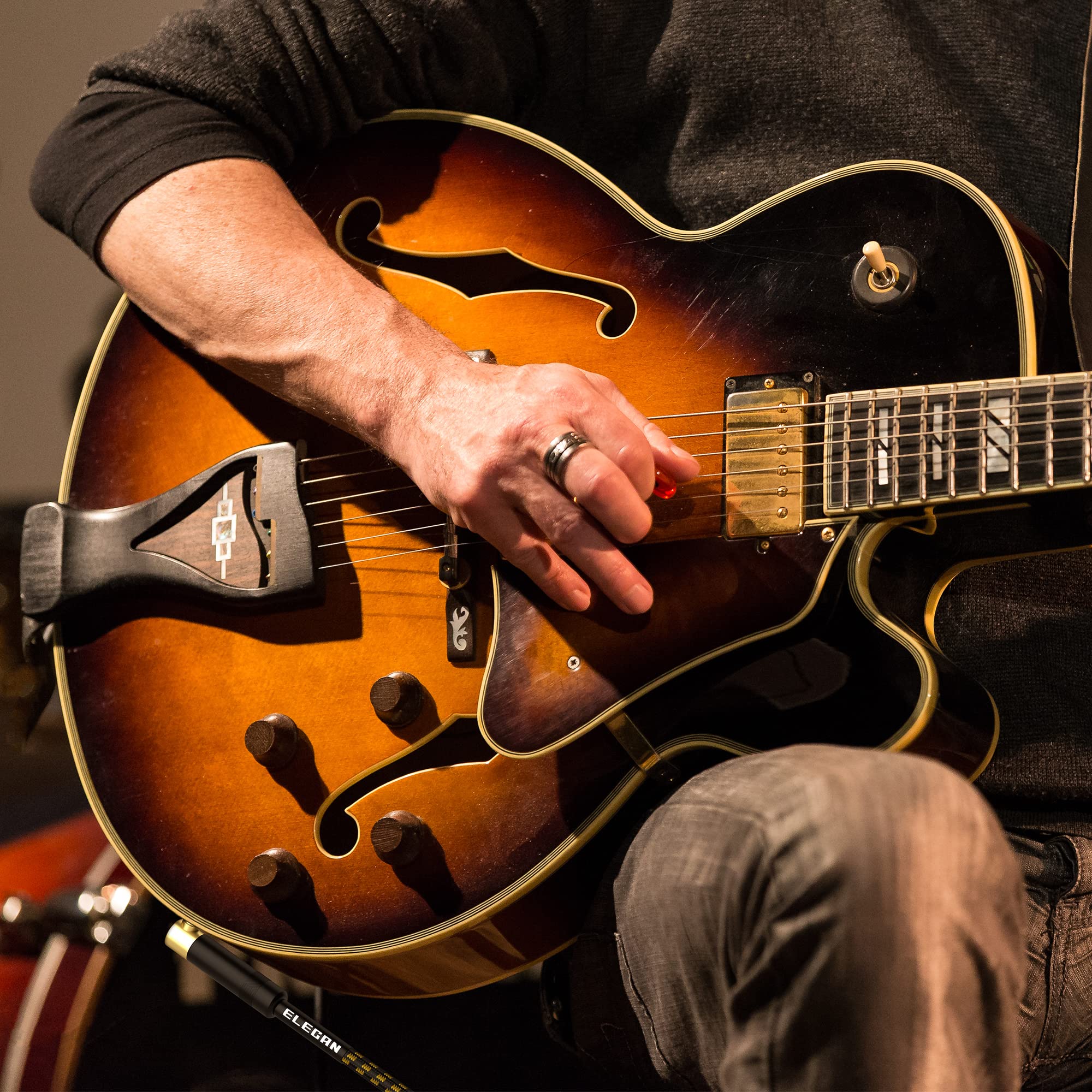 Guitar Cable 8 Ft/2 Pack Right Angle+Straight To Straight Instrument Cable 90 Degree 1/4 Inch Ts Electric Bass Guitar Cord Gold