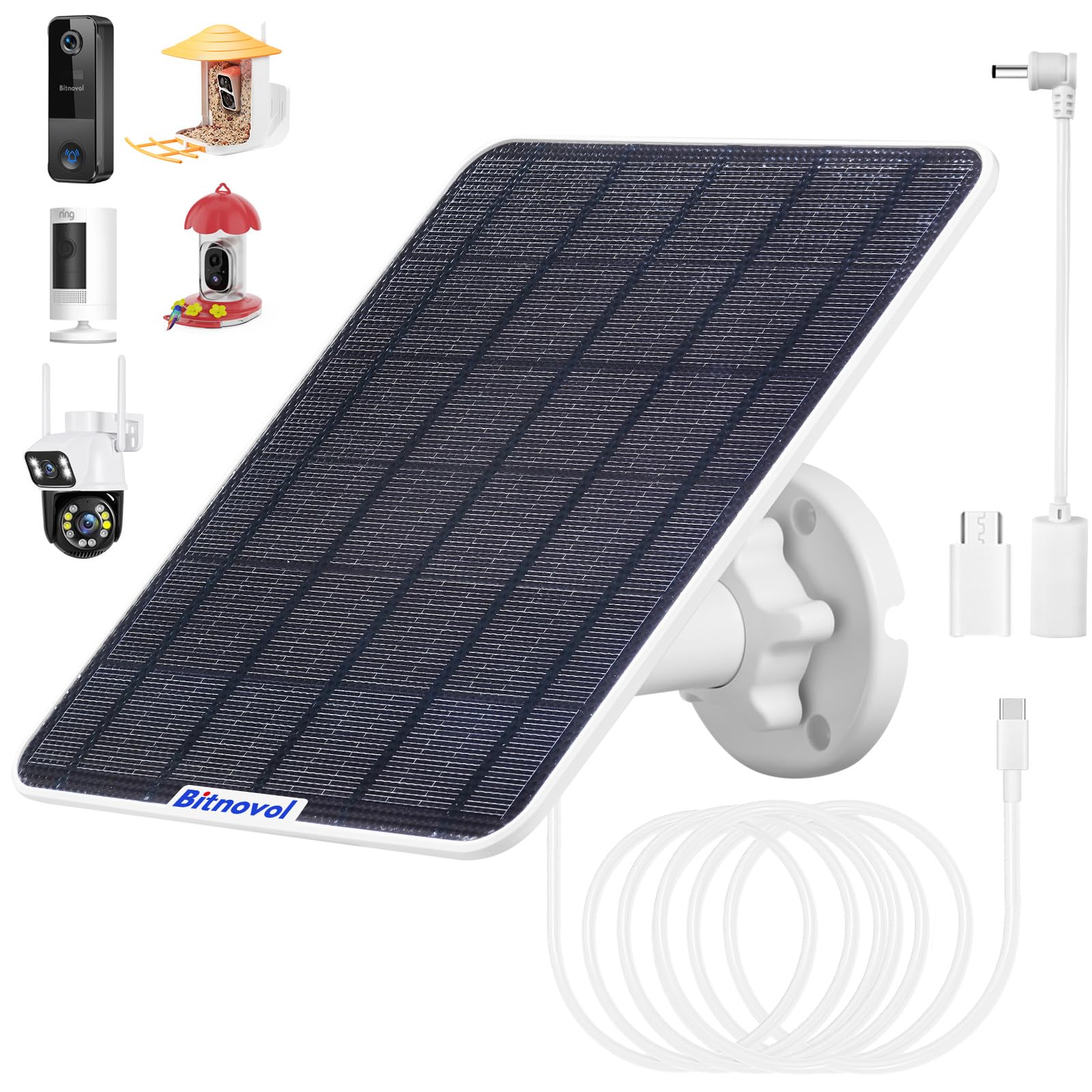 Bitnovol 8W Solar Panel For Bird Feeder Camera   Usb C Solar Panels Charger Compatible With Rechargeable Battary Powered Camera 