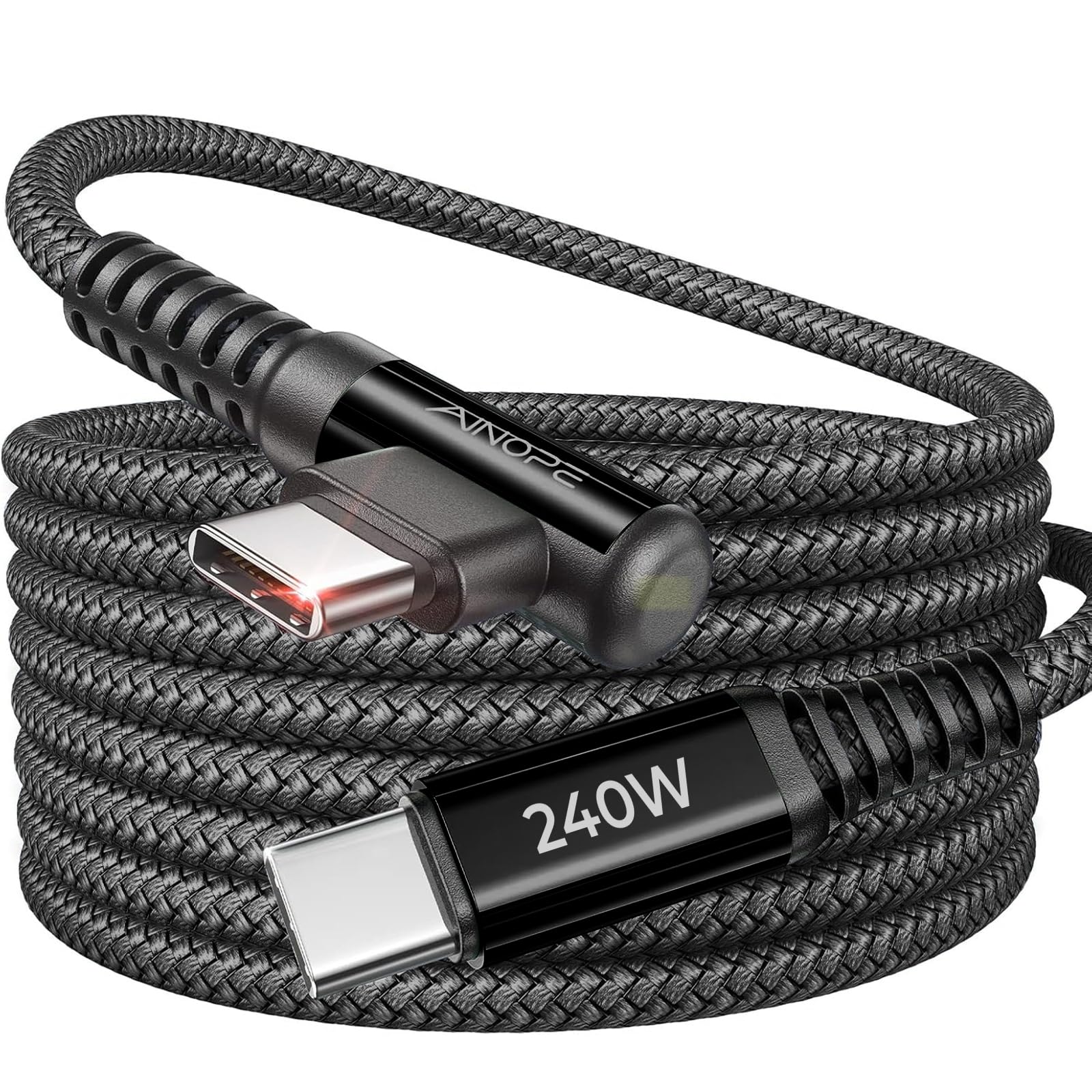Ainope 240W Usb C To Usb C Cable Fast Charging 10Ft,Right Angle Usbc To Usbc Fast Type C Charging Cable Fits Iphone 16 Pro Max P