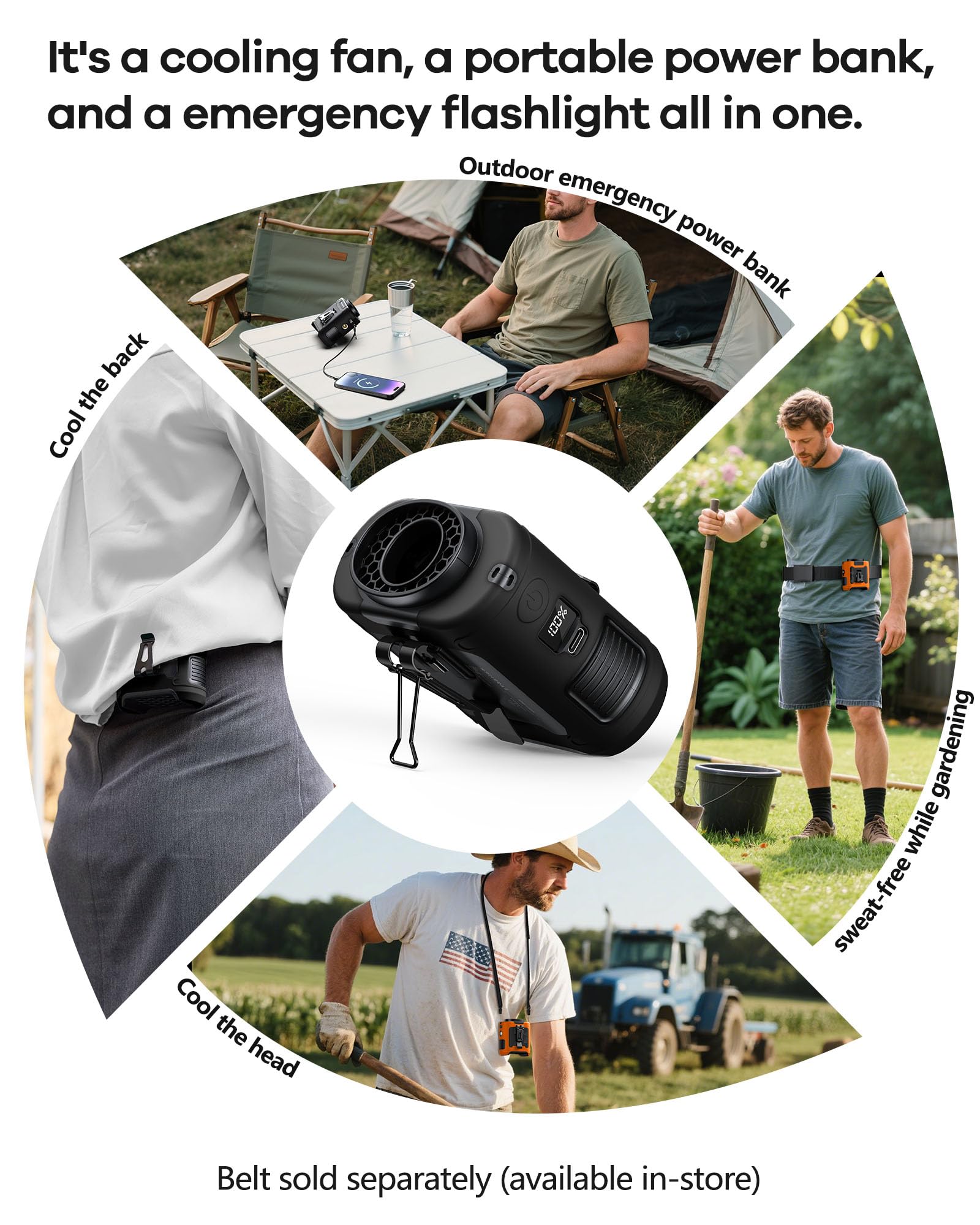 2025 Upgrade Portable Waist Fan Clip On 10000Mah Body Wearable Belt Clip Fan Undershirt Personal Cooling Neck Fans With 5 Speeds