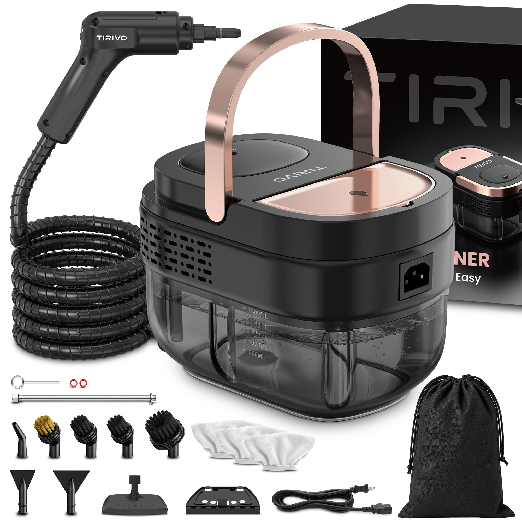 TIRIVO Handheld Steam Cleaner for Home, Pink Portable Steamer for Cleaning