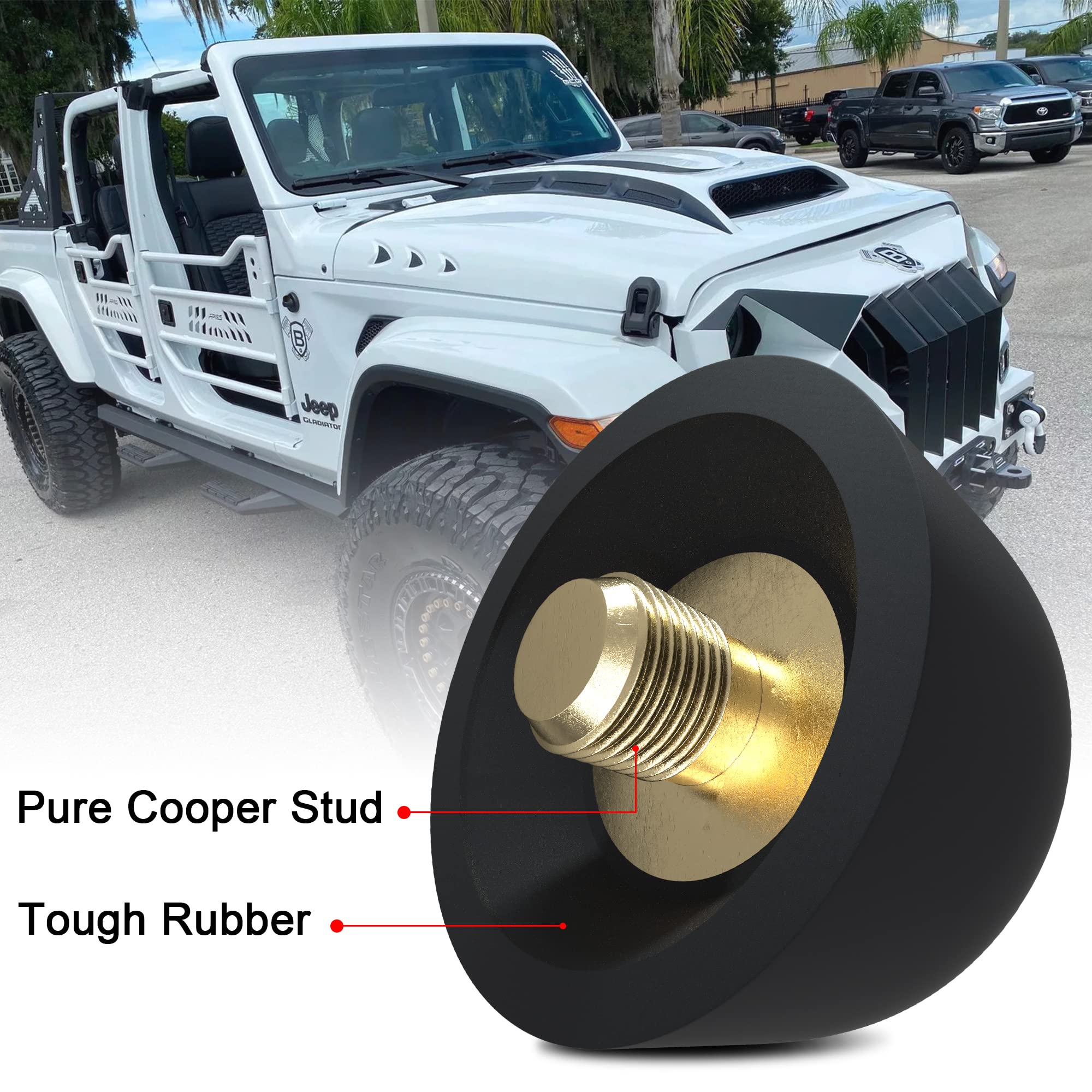 Basiker Antenna Delete Cap Fit For Jeep Wrangle Gladiator Jk Jl Rubicon Sport Unlimited 4Xe Willys Mojave, Car Wash Proof Jeep Antenna Cover Antenna Delete, Jeep Accessories