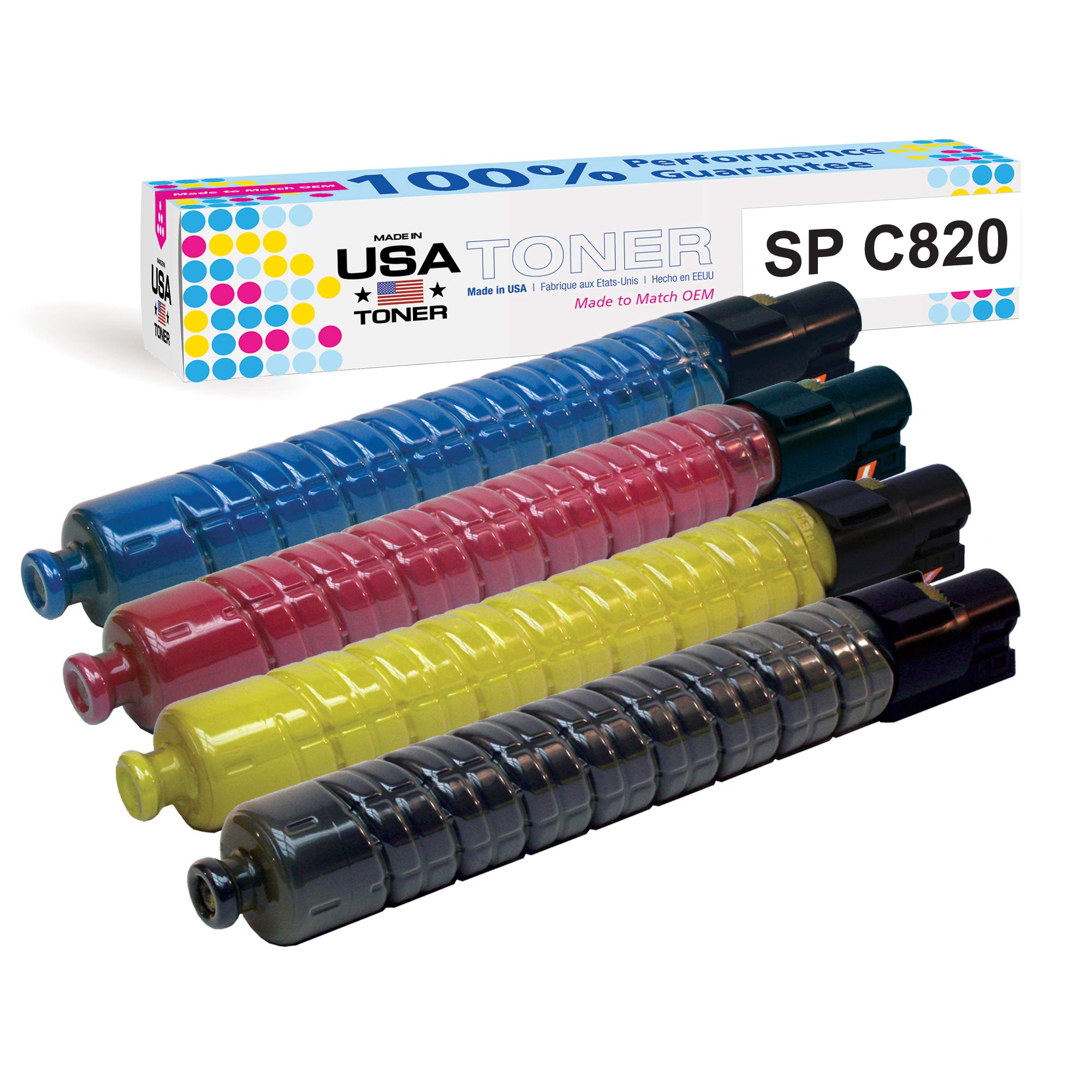 Made In Usa Toner Compatible Replacement For Ricoh Sp C820 Sp C821 821026, 821027, 821028, 821029 (Black, Cyan, Yellow, Magenta)