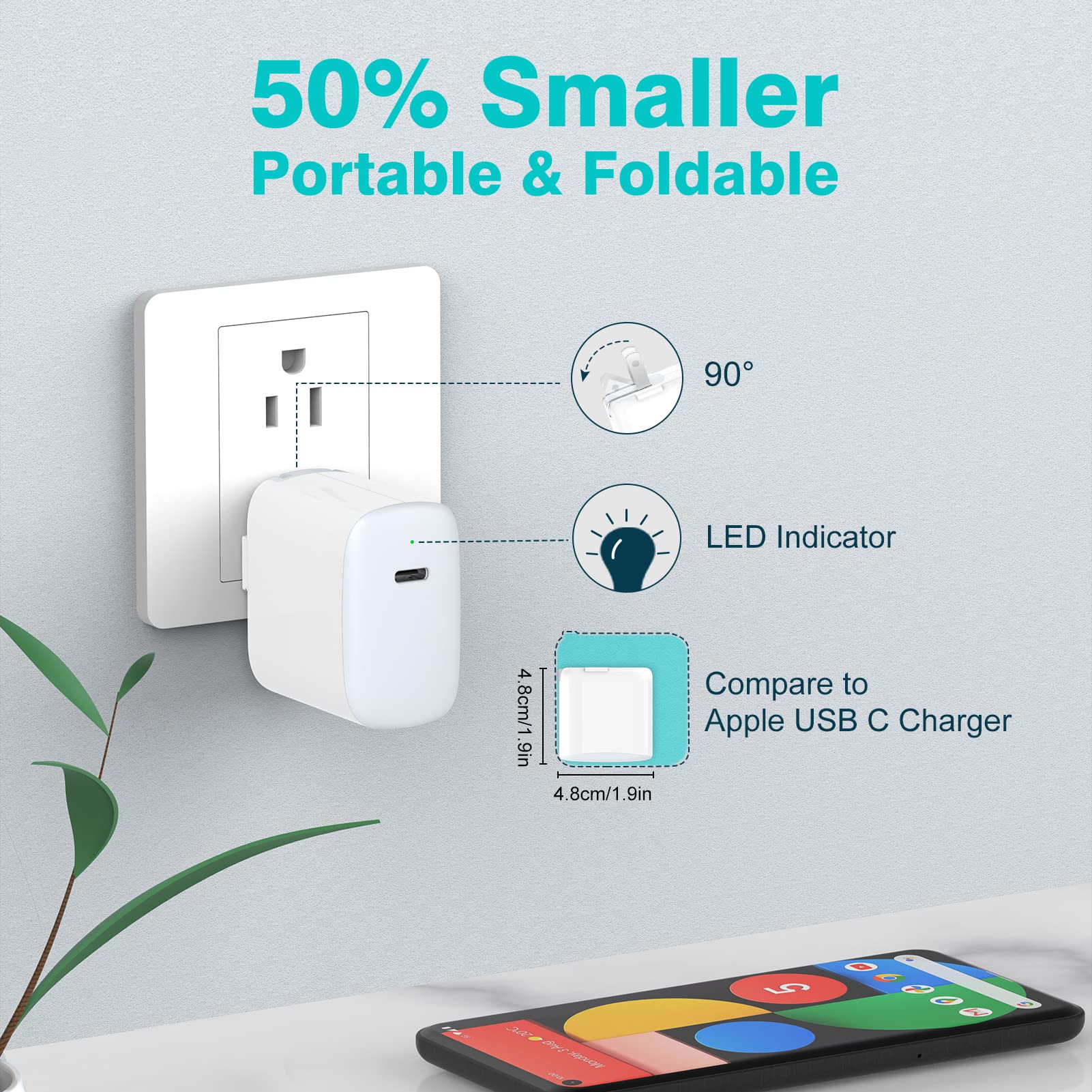 30W Usb C Charger For Ipad Pro 13, 12.9, 11 Inch 2024 2023 2022 2021 2020 2019 M4 M2 M1, Ipad Air 5 4, Mini 6, A17 Pro, Ipad 10, Macbook Air, Iphone 16 15, Pixel 8 7 Pro, 6.6Ft Usb C Cable