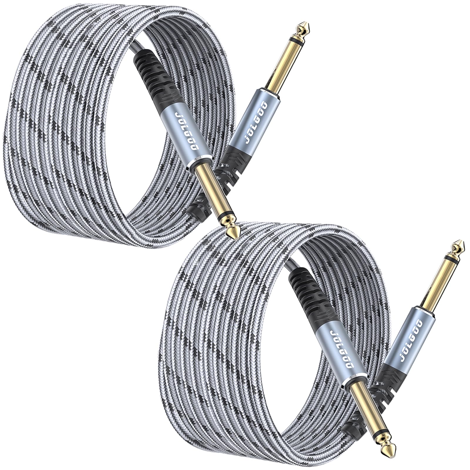 Jolgoo 1/4 Inch Guitar Instrument Cable 20 Ft 2 Pack, 1/4 Inch Ts Guitar Cable, Quarter Inch Cable, For Electric Guitar, Bass, K