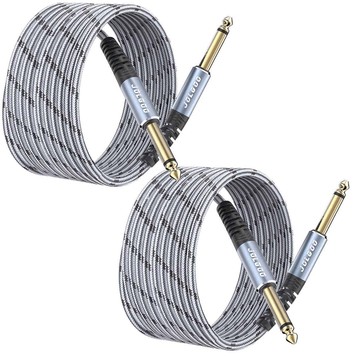 Jolgoo 1/4 Inch Guitar Instrument Cable 20 Ft 2 Pack, 1/4 Inch Ts Guitar Cable, Quarter Inch Cable, For Electric Guitar, Bass, K