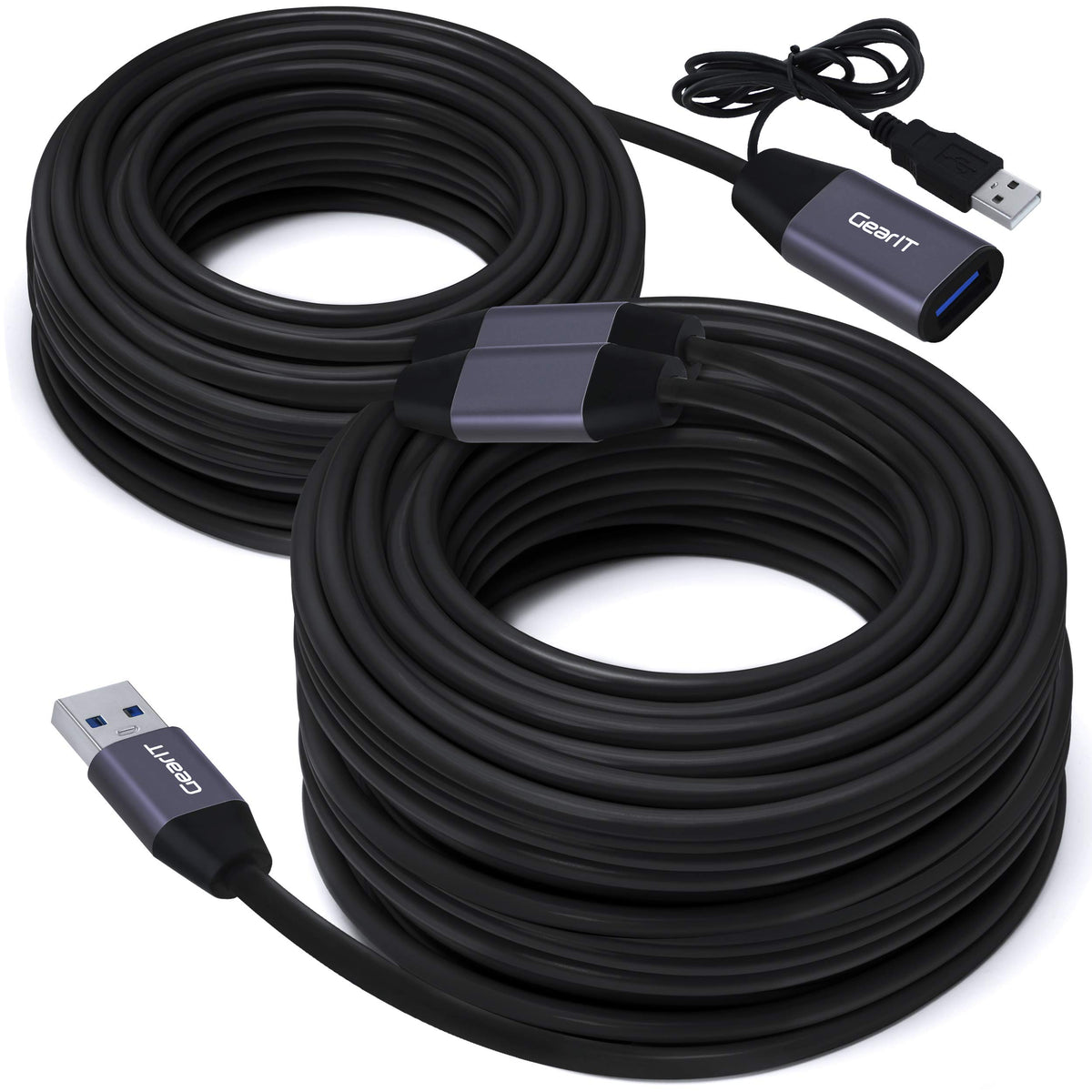 Gearit Usb 3.0 Active Extension Cable (2 Pack   50 Feet) A Male To A Female Usb Repeater With Signal Booster For Oculus Rift, Qu