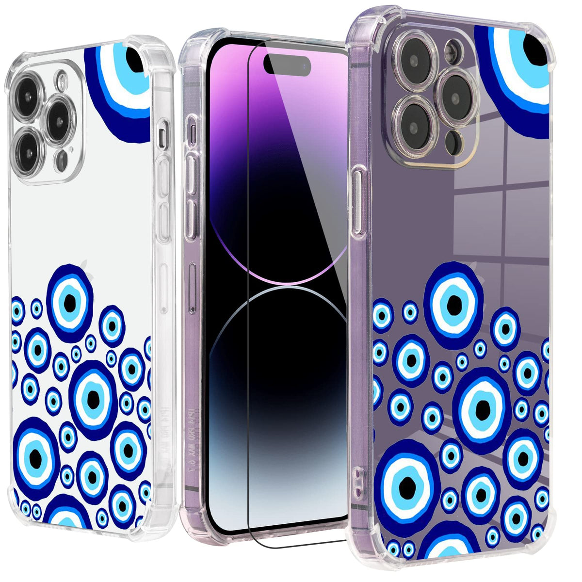 Roemary Eyes Case For Iphone 14 With Blue Eyes Design,Arty Pattern With Screen Protector [Buffertech 6.6 Ft Drop Impact] Soft Tp